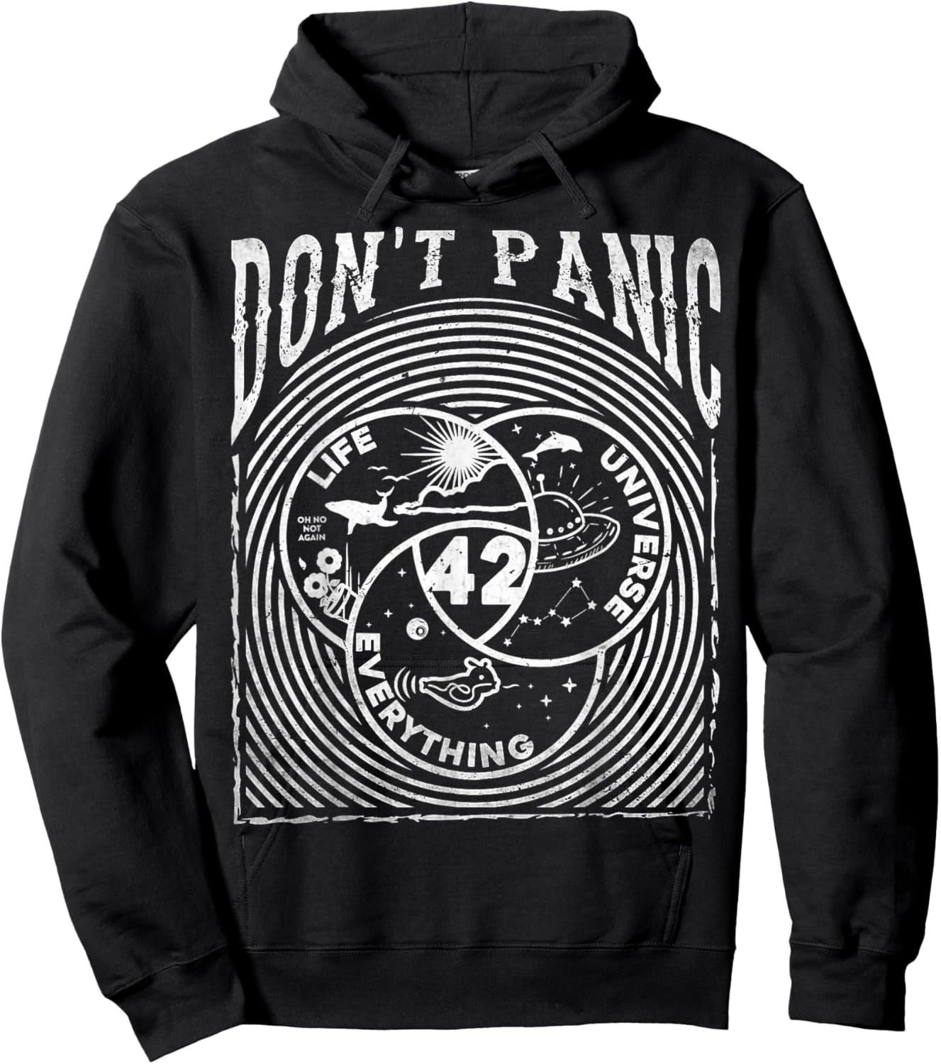 Venn Diagram Life The Universe And Everything Don't Panic 42 Hoodie - Hoodie | Black