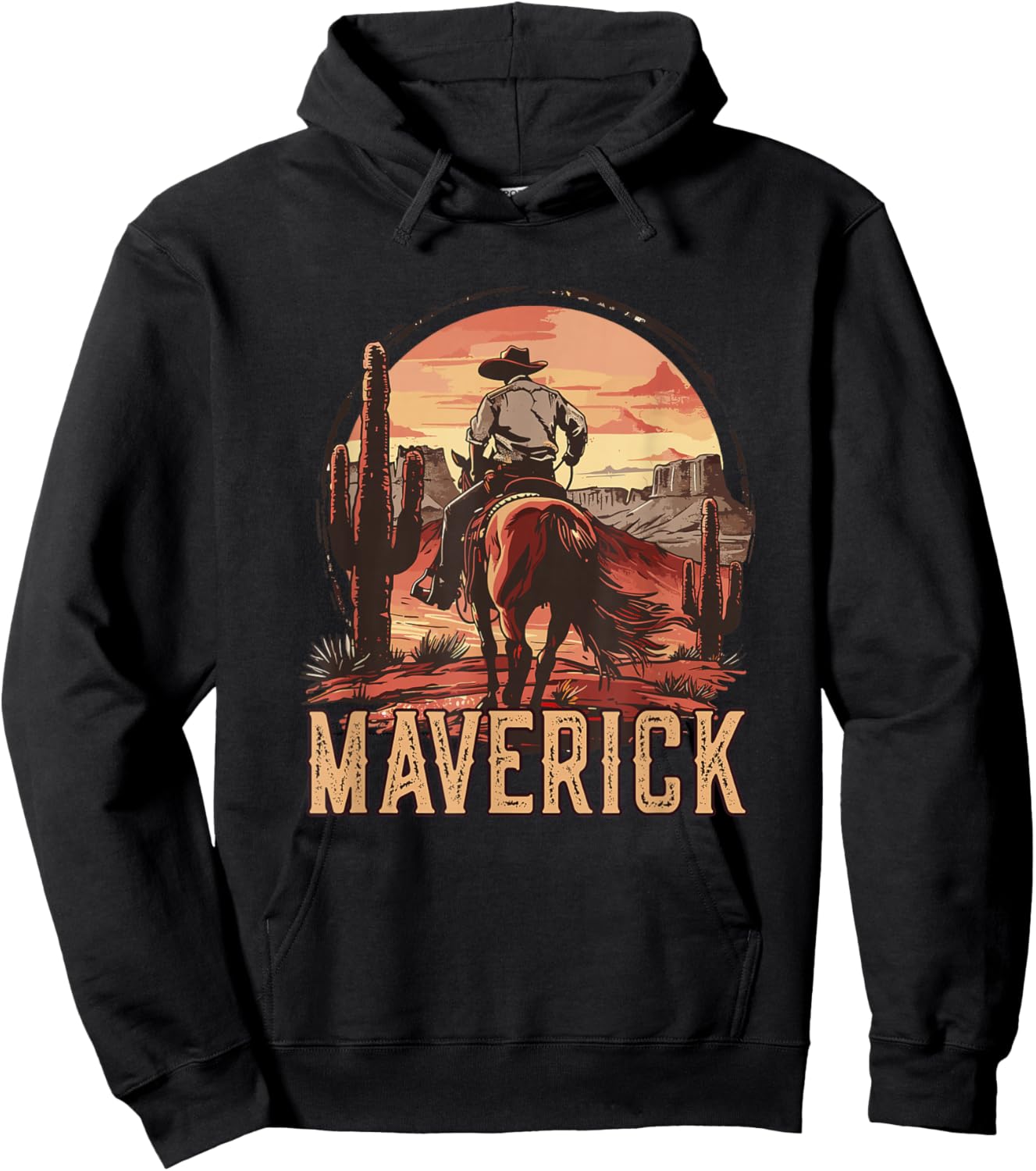 Maverick Western Country Cowboy Kids Toddler Boys Hoodie - Hoodie | Black