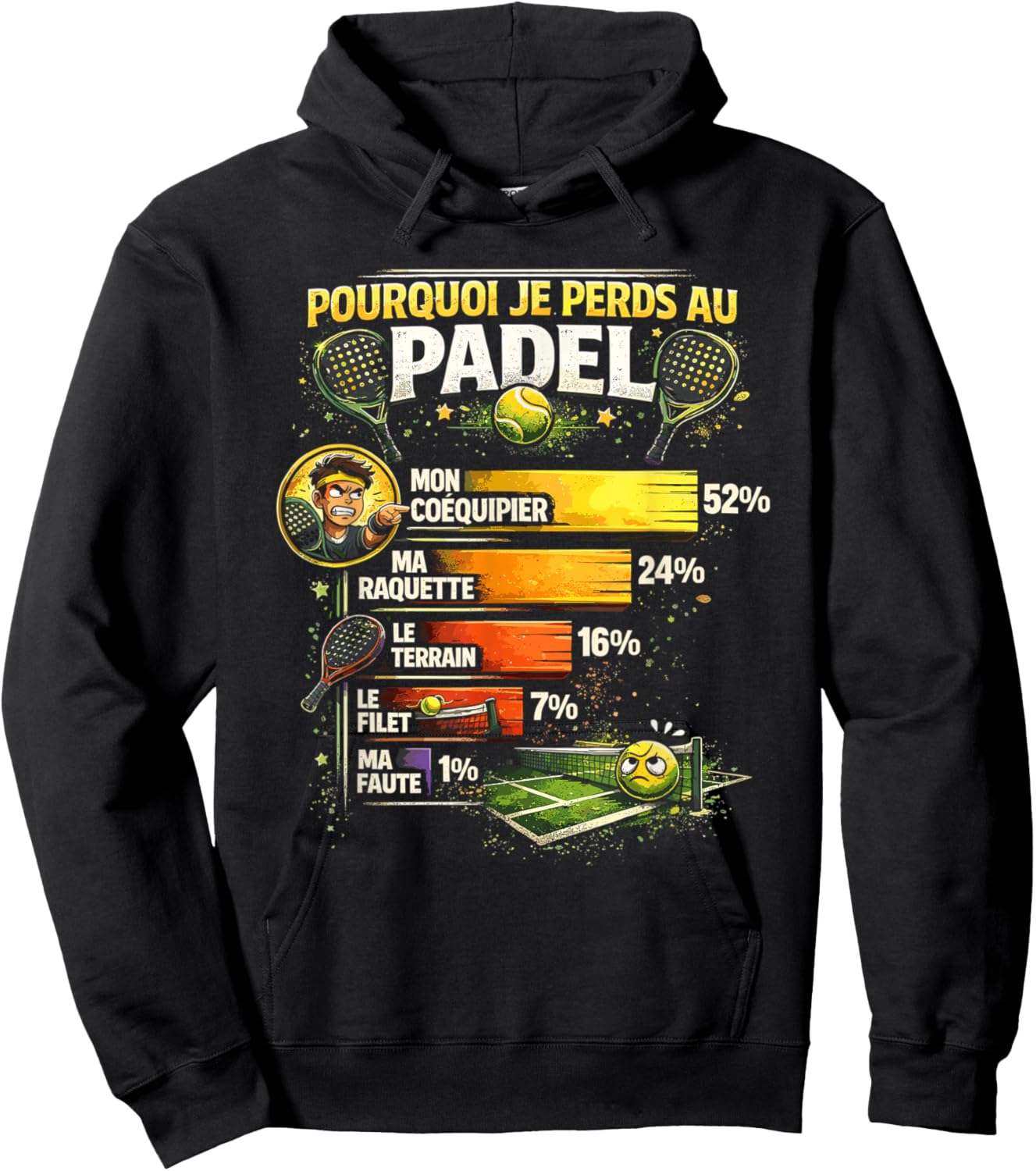 Why I Lose At Padel Funny Amateur Idea Padel Hoodie - Hoodie | Black