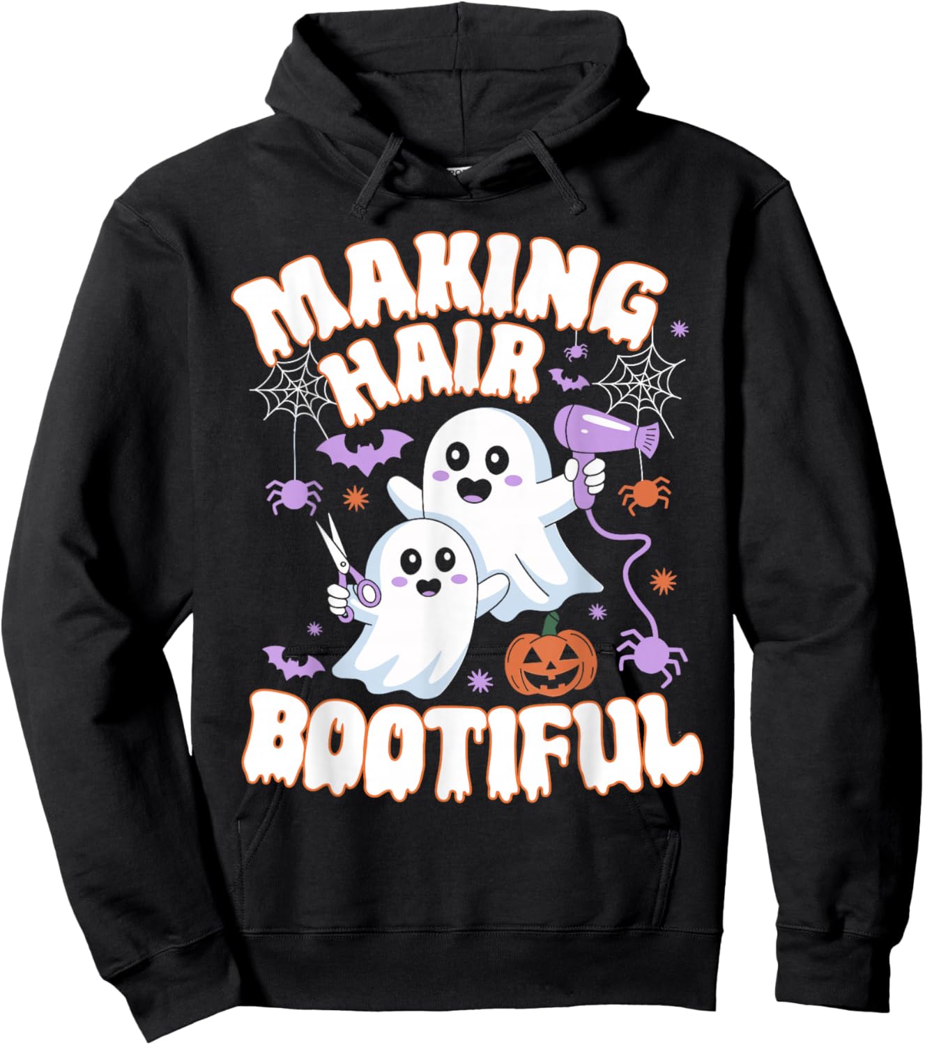 Making Hair Bootiful Halloween Spooky Ghosts Hair Stylist Hoodie - Hoodie | Black