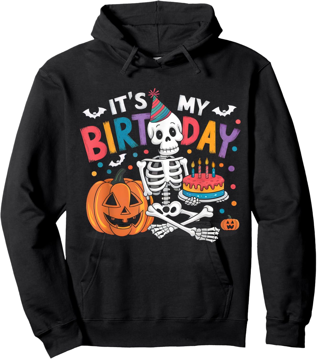 It's My Birthday Skeleton Happy Halloween Birthday Party Hoodie - Hoodie | Black