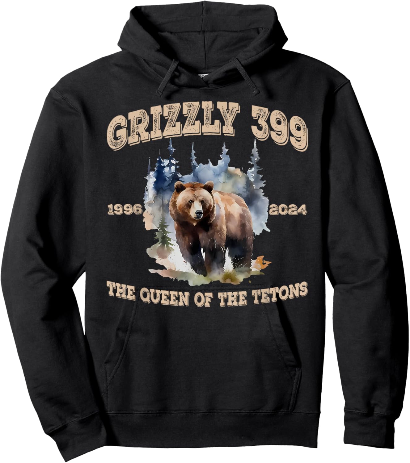 Queen Of The Tetons Grizzly 399 Bear National Park 1996-2024 Hoodie - Hoodie | Black
