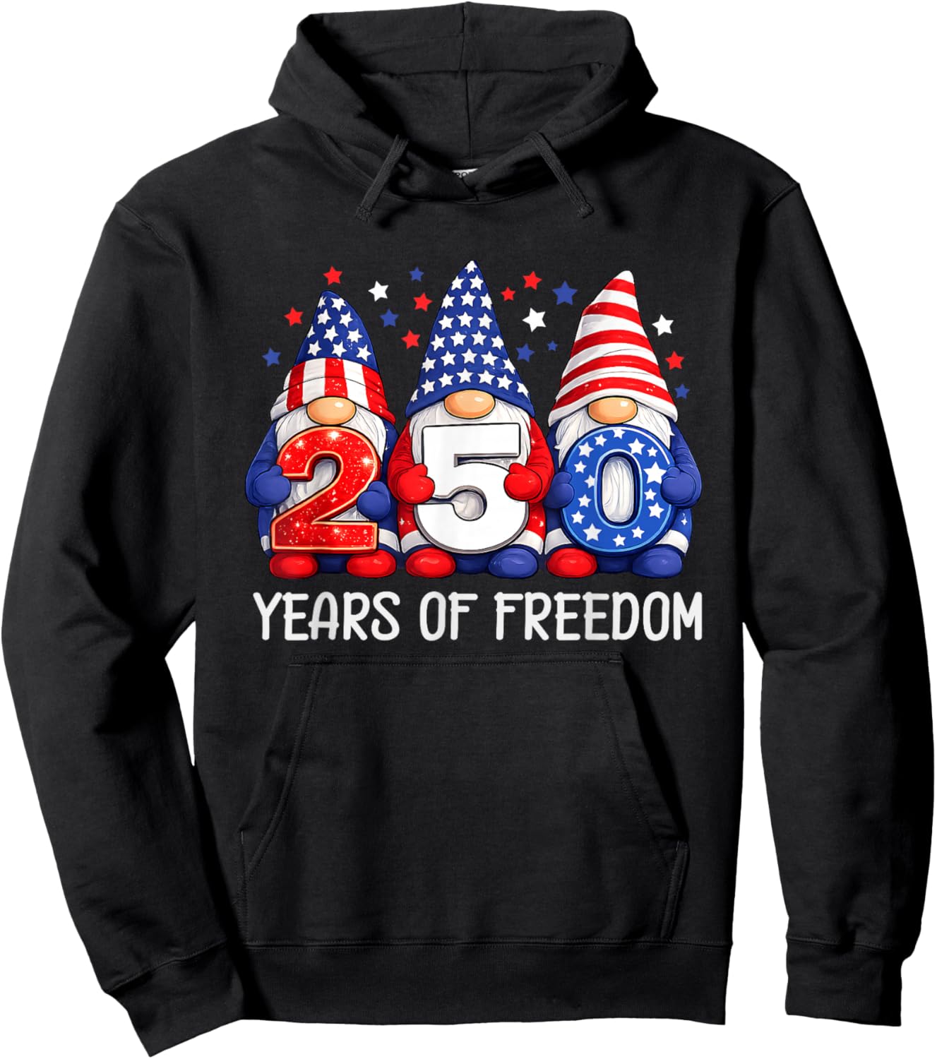 Gnome 250 Years 1776-2026 250th Birthday 4th July Patriotic Hoodie - Hoodie | Black