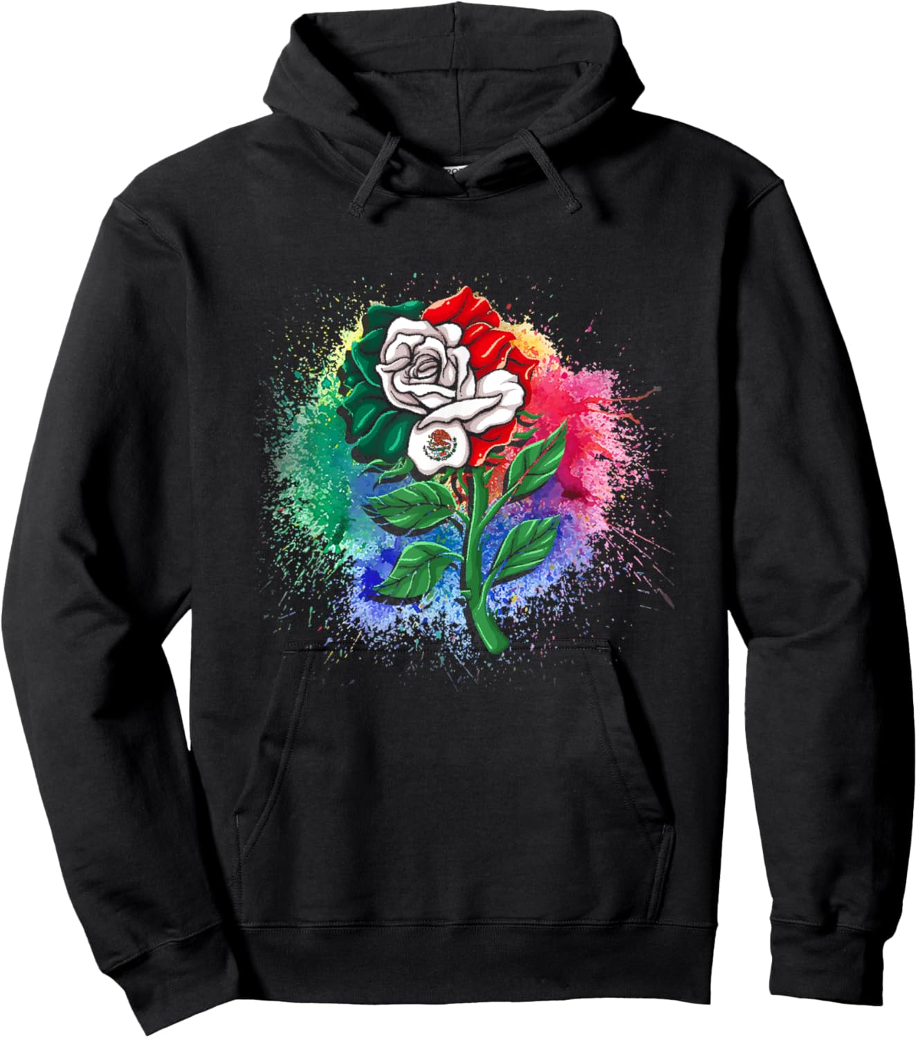 Mexico Gift Rose Tijuana Mexican Hispanic Pride Poncho Hoodie - Hoodie | Black