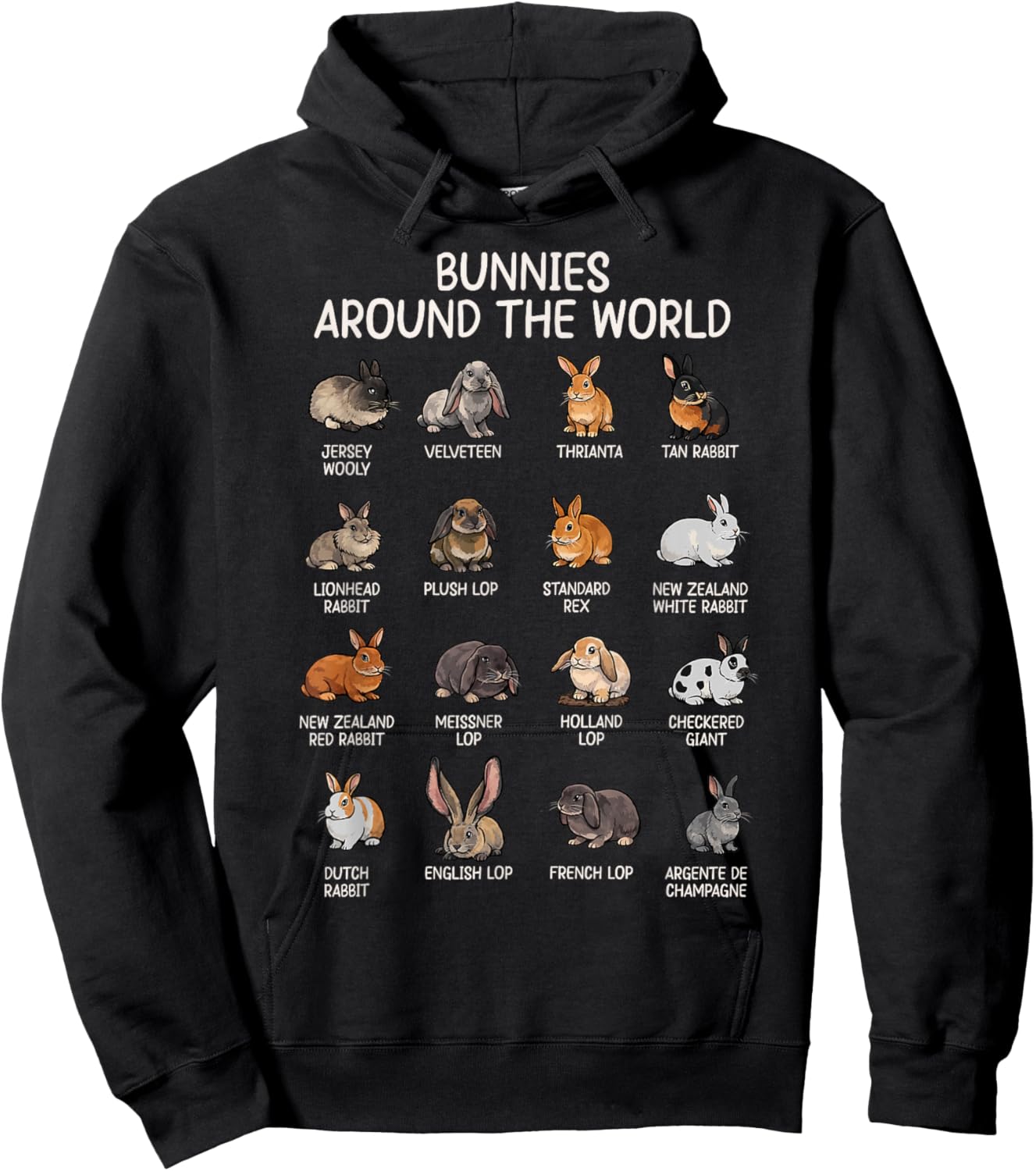 Bunny Design Women Kids Rabbit Hare Bunny Lover Hoodie - Hoodie | Black