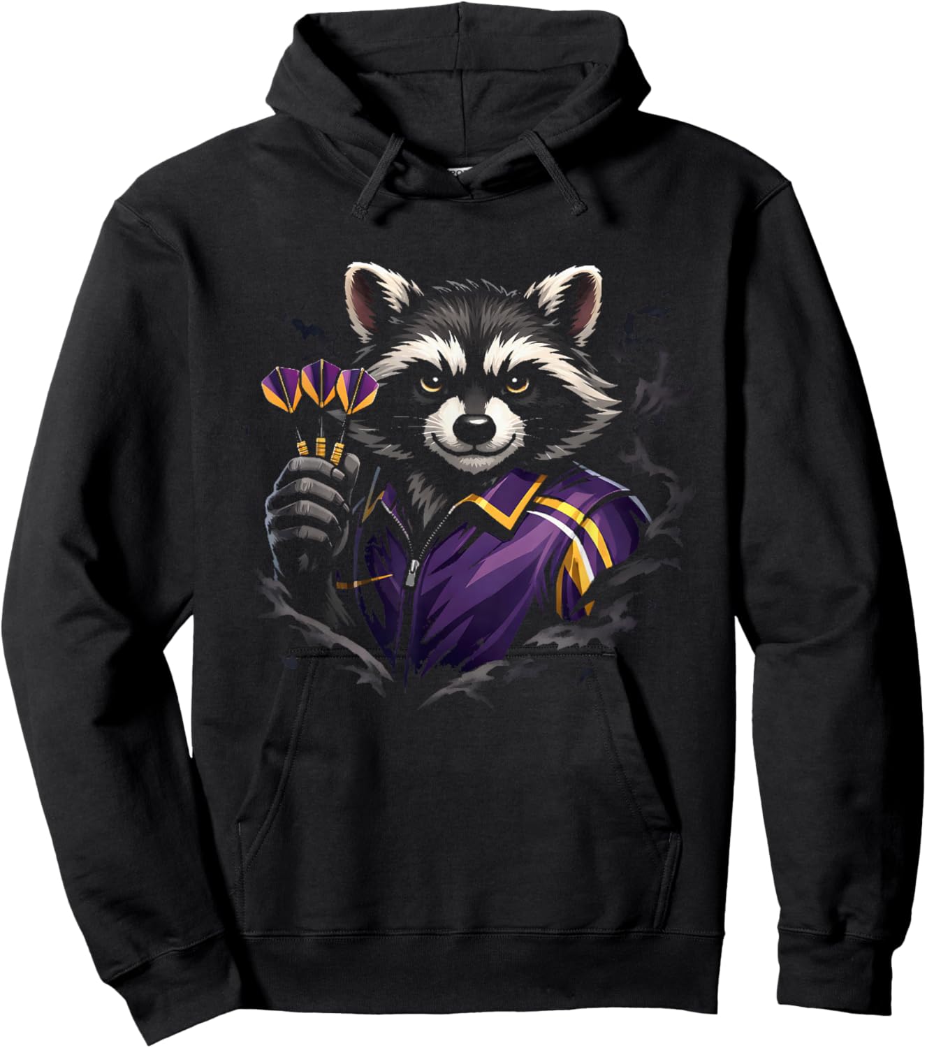Lustiges Dart Waschbär Outfit Darts Werfen Dartboard Trikot Hoodie - Hoodie | Black