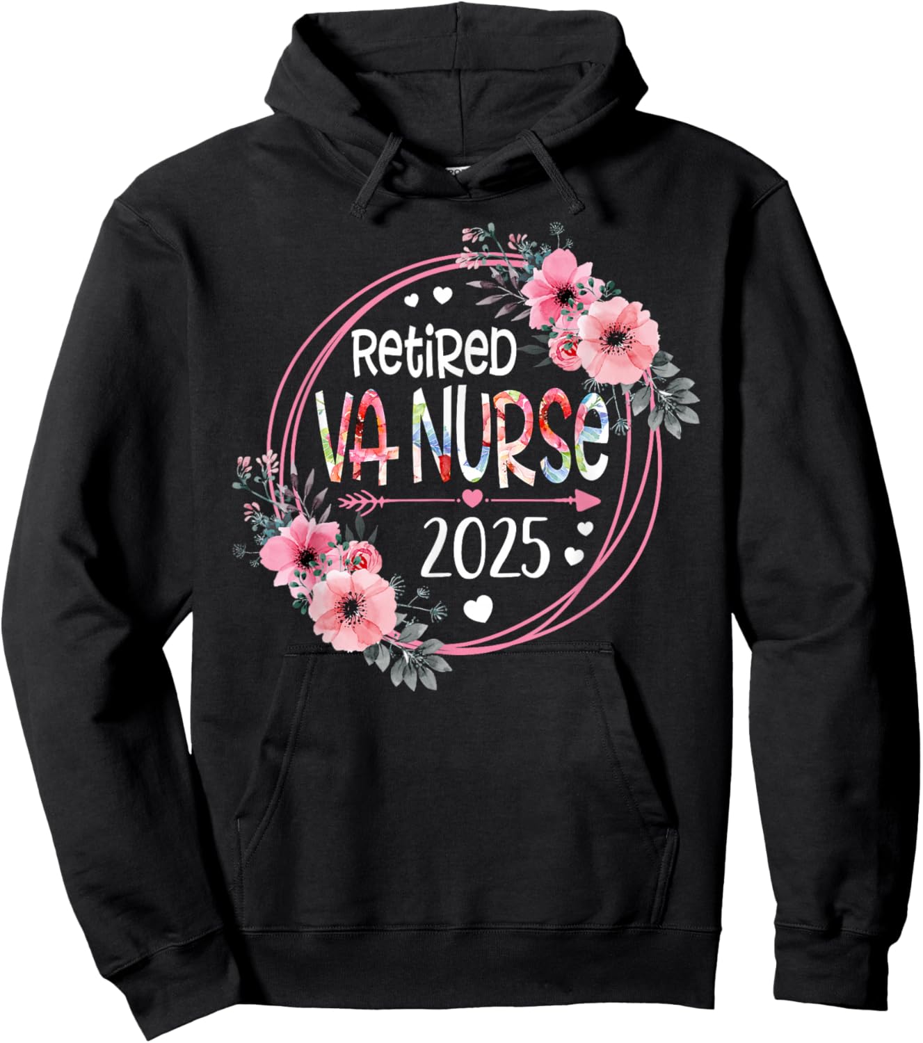 Retired VA Nurse Est 2025 Retirement Gifts RN Nurses Hoodie - Hoodie | Black