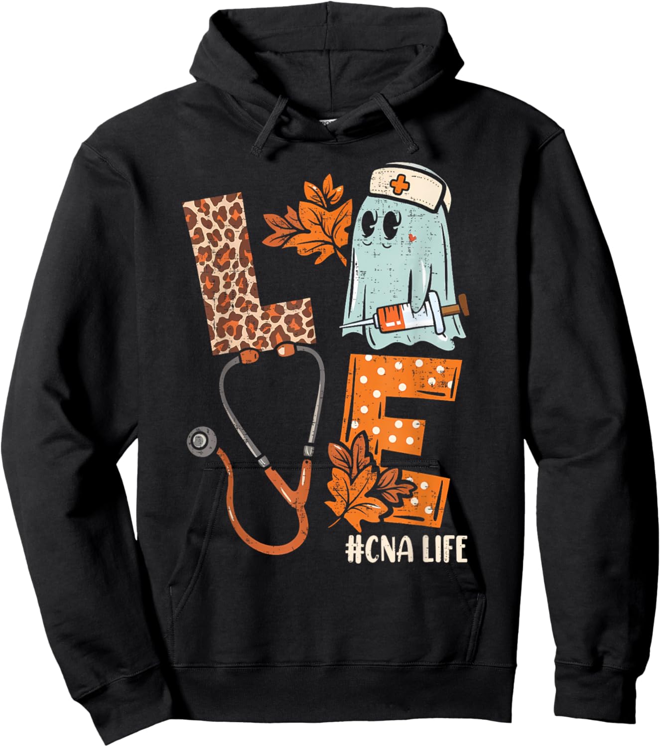 Halloween nurse assistant shirts LOVE CNA life Stethoscope Hoodie - Hoodie | Black