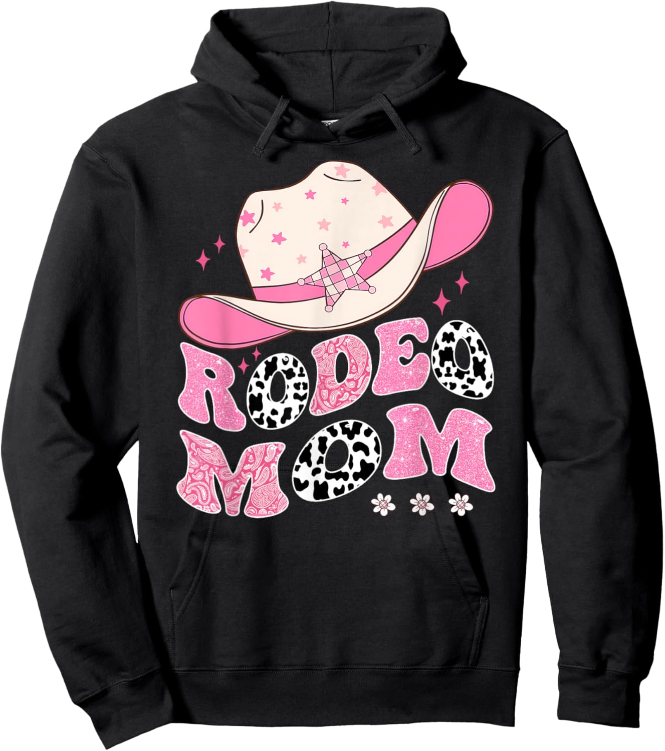 Rodeo Mom Pink CowGirl 1St Birthday Family Matching Hoodie - Hoodie | Black