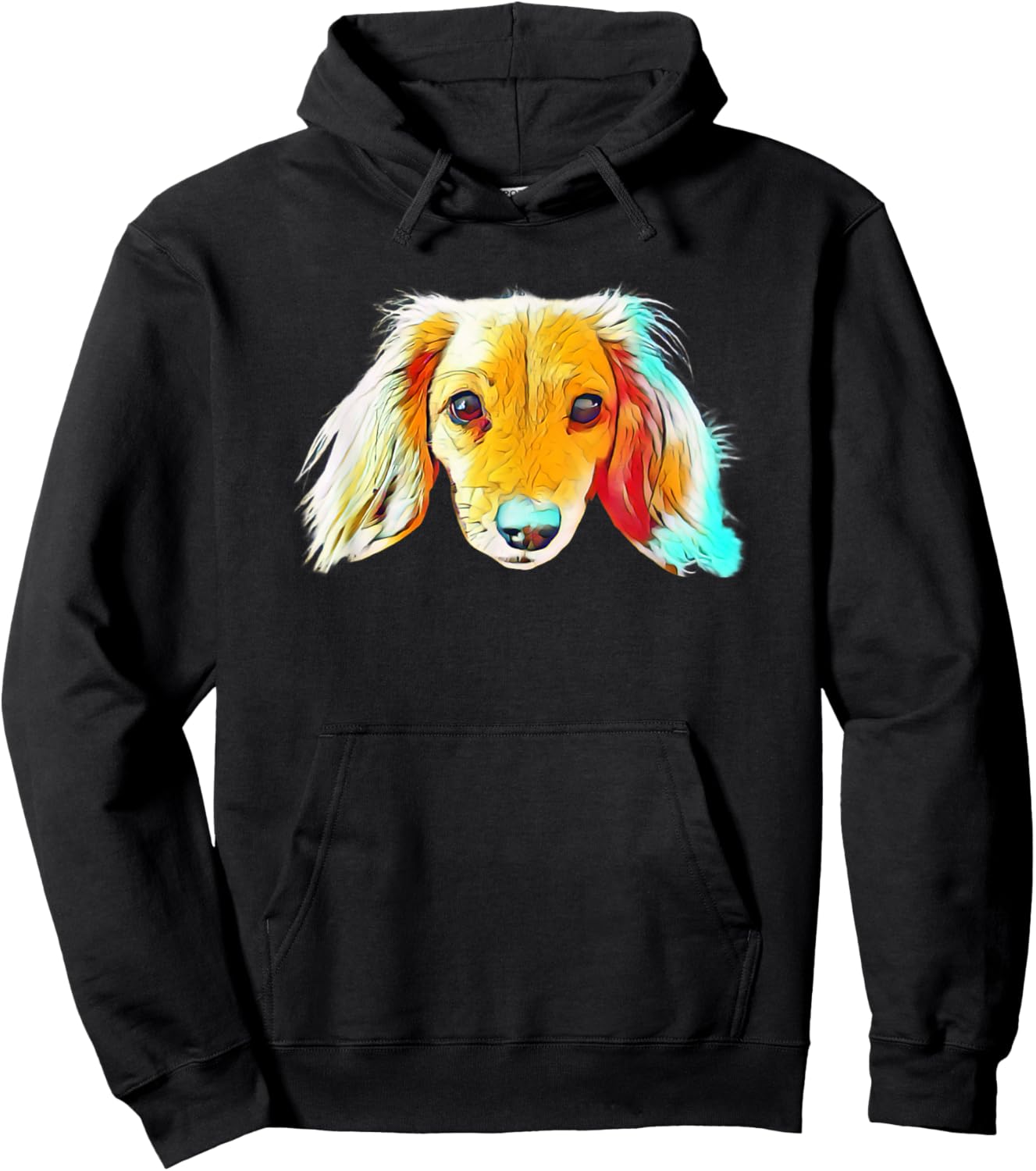 Colorful Cute Dachshund Dog Face - Adorable Dog - For Humans Hoodie - Hoodie | Black