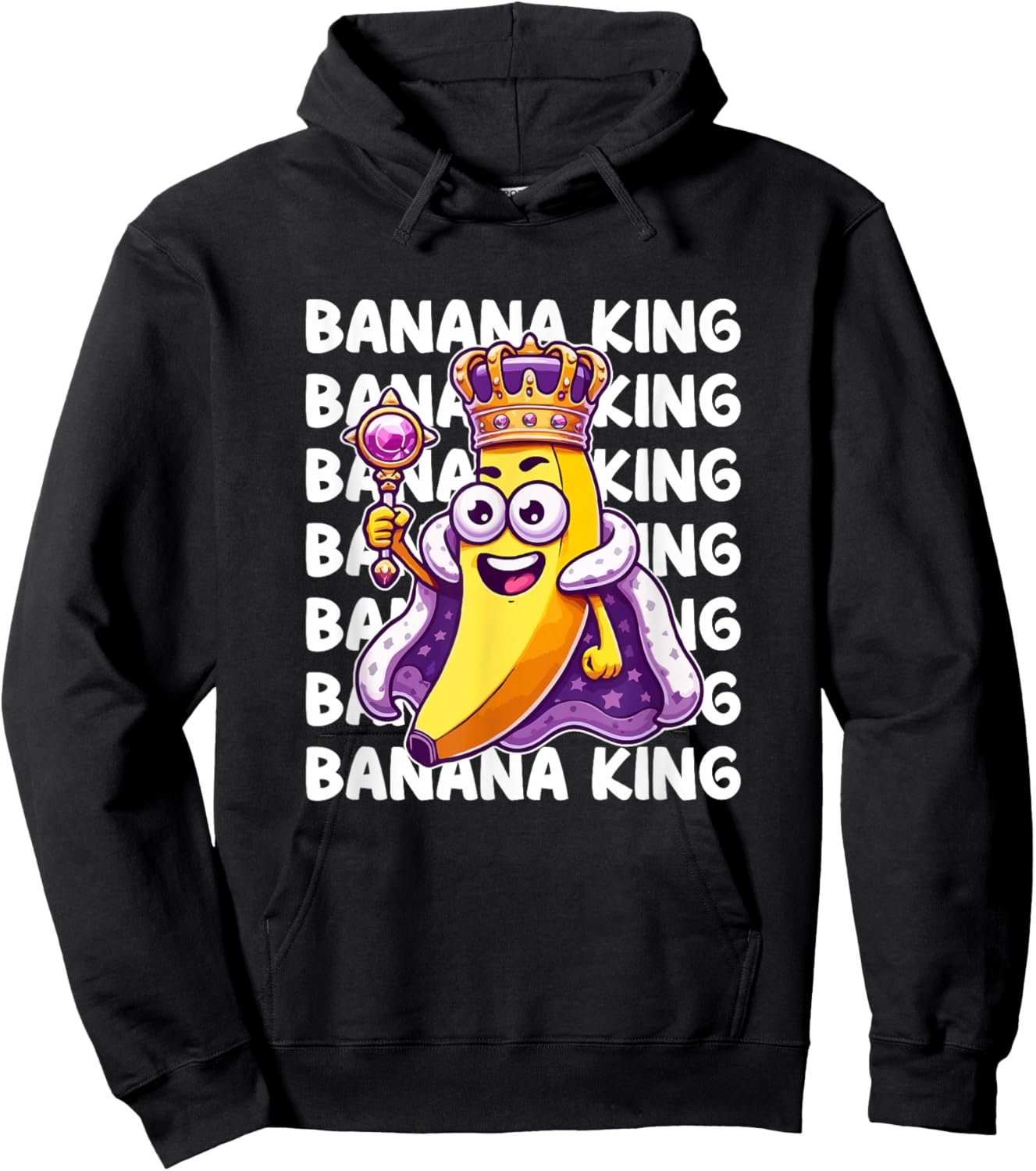 Banana Fruit Yellow King Men Women Kids Cute Cool Banana Hoodie - Hoodie | Black