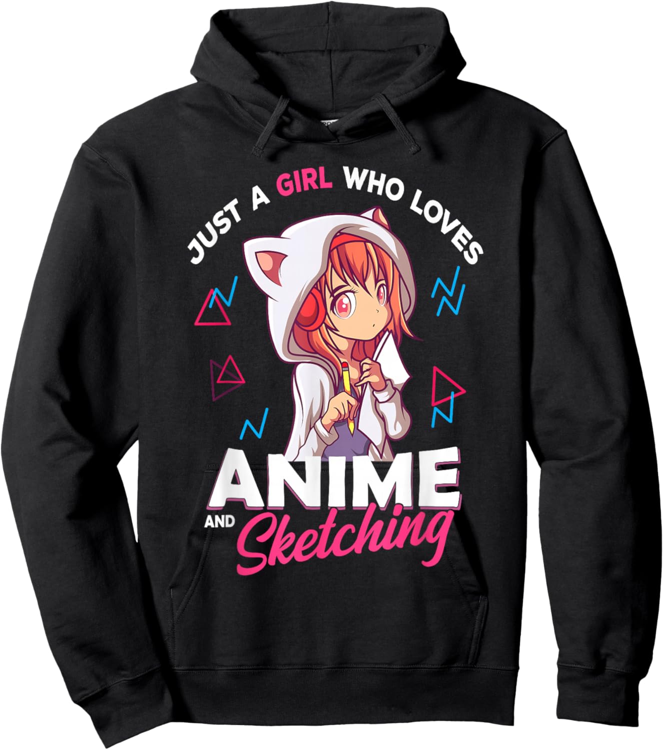 Anime Manga Girl Japanese Otaku Kawaii , Black, S Hoodie - Hoodie | Black