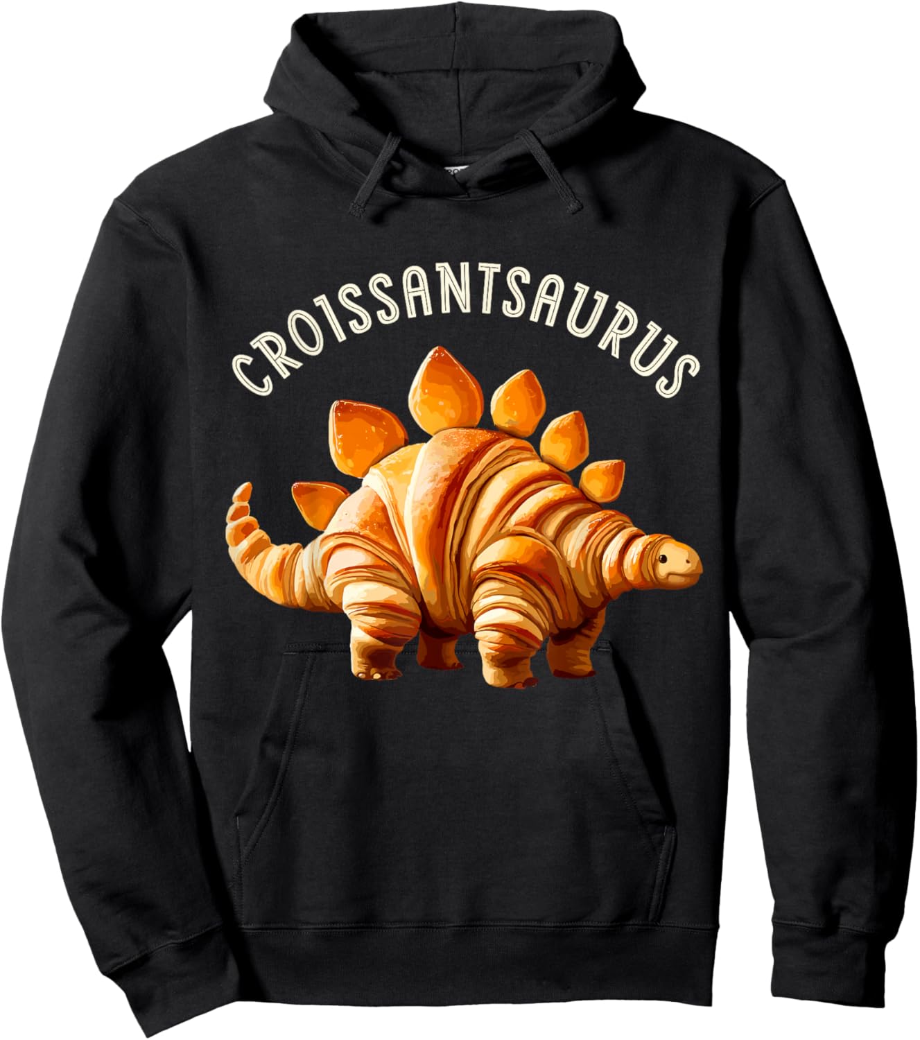 Dinosaur Croissant Bakery Lovers Men Women Boys Girls Kids Hoodie - Hoodie | Black