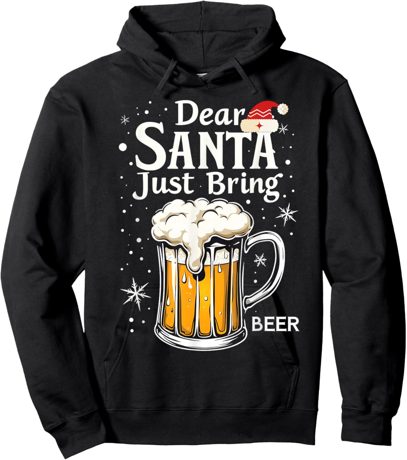 Dear Santa Just Bring Beer Holiday Cheers Hoodie - Hoodie | Black