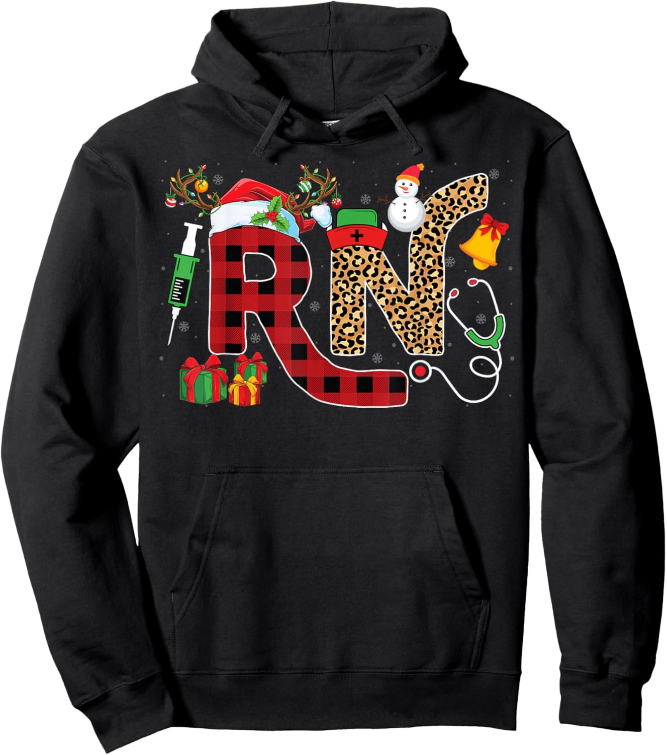 Registered Nurse Santa Hat Xmas Party RN Nursing Christmas Hoodie - Hoodie | Black