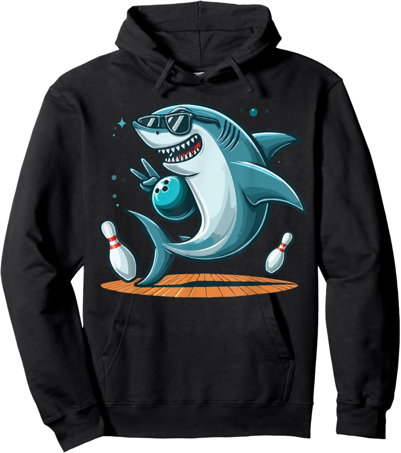 Funny Bowling Graphic Shark Bowling Design Funny Bowling Hoodie - Hoodie | Black