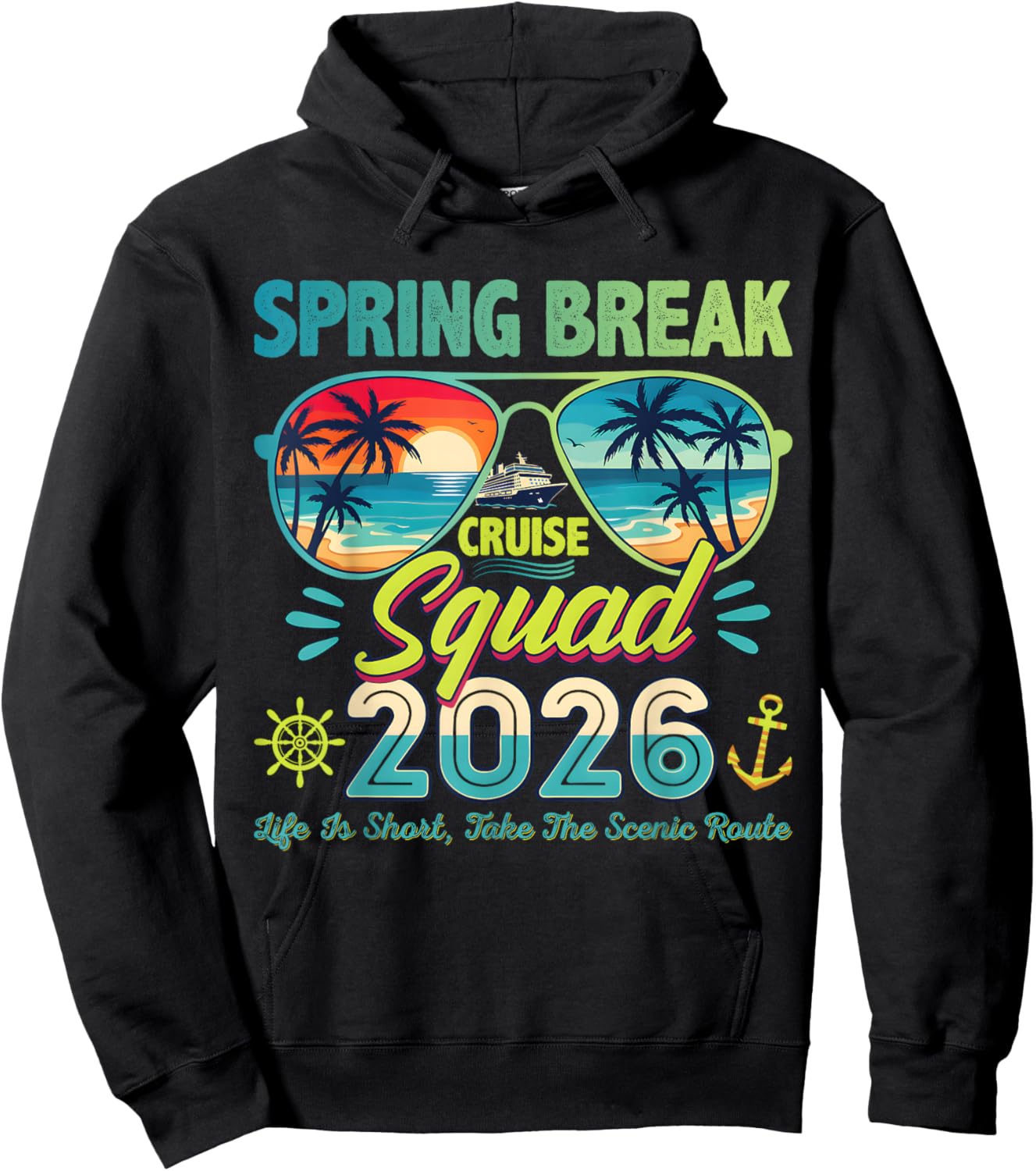 Spring Break Cruise Squad 2026 Vacation Matching Sunglasses Hoodie - Hoodie | Black