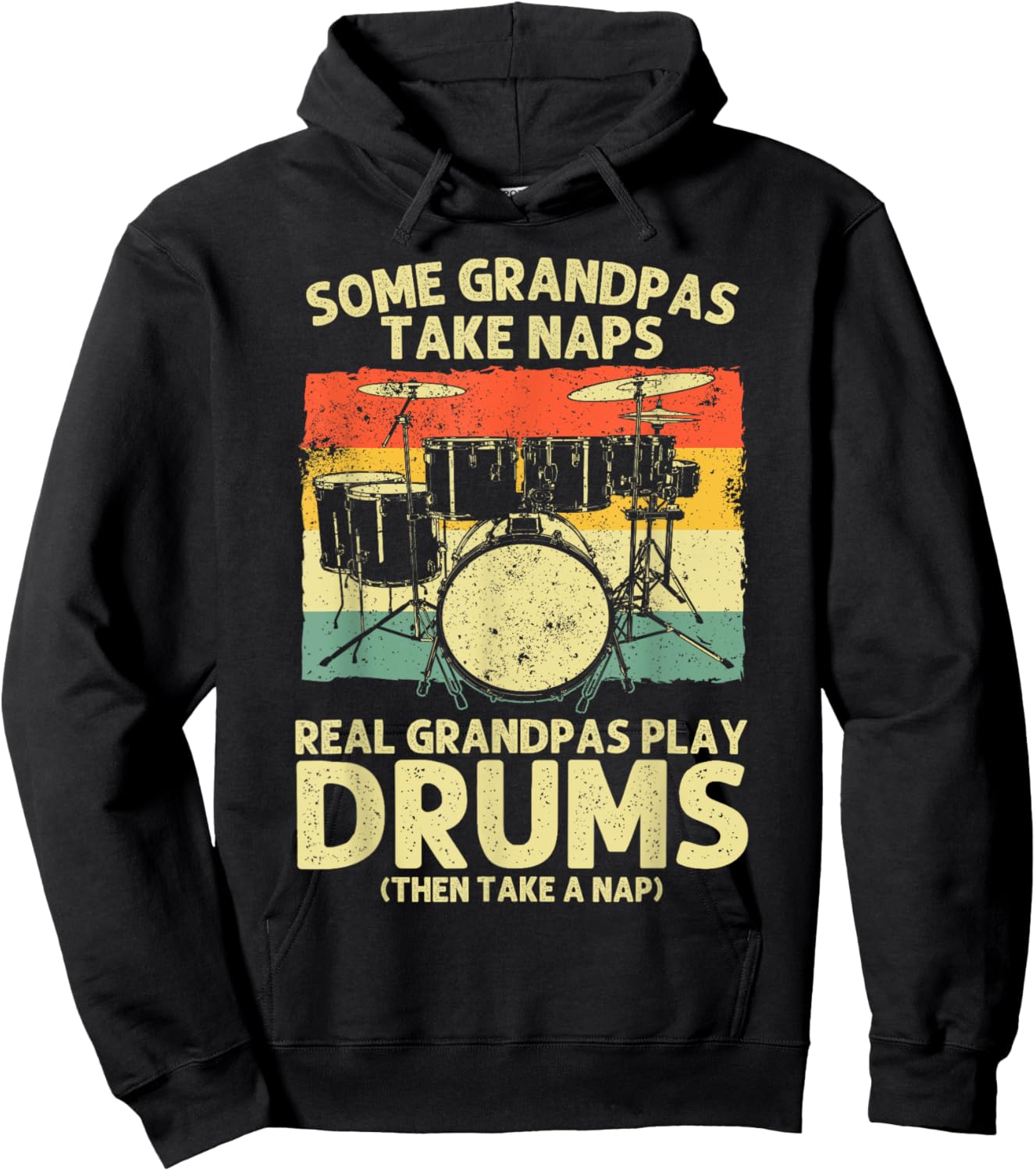 Funny Drummer Art For Grandpa Men Drumline Drumming Drummer Hoodie - Hoodie | Black
