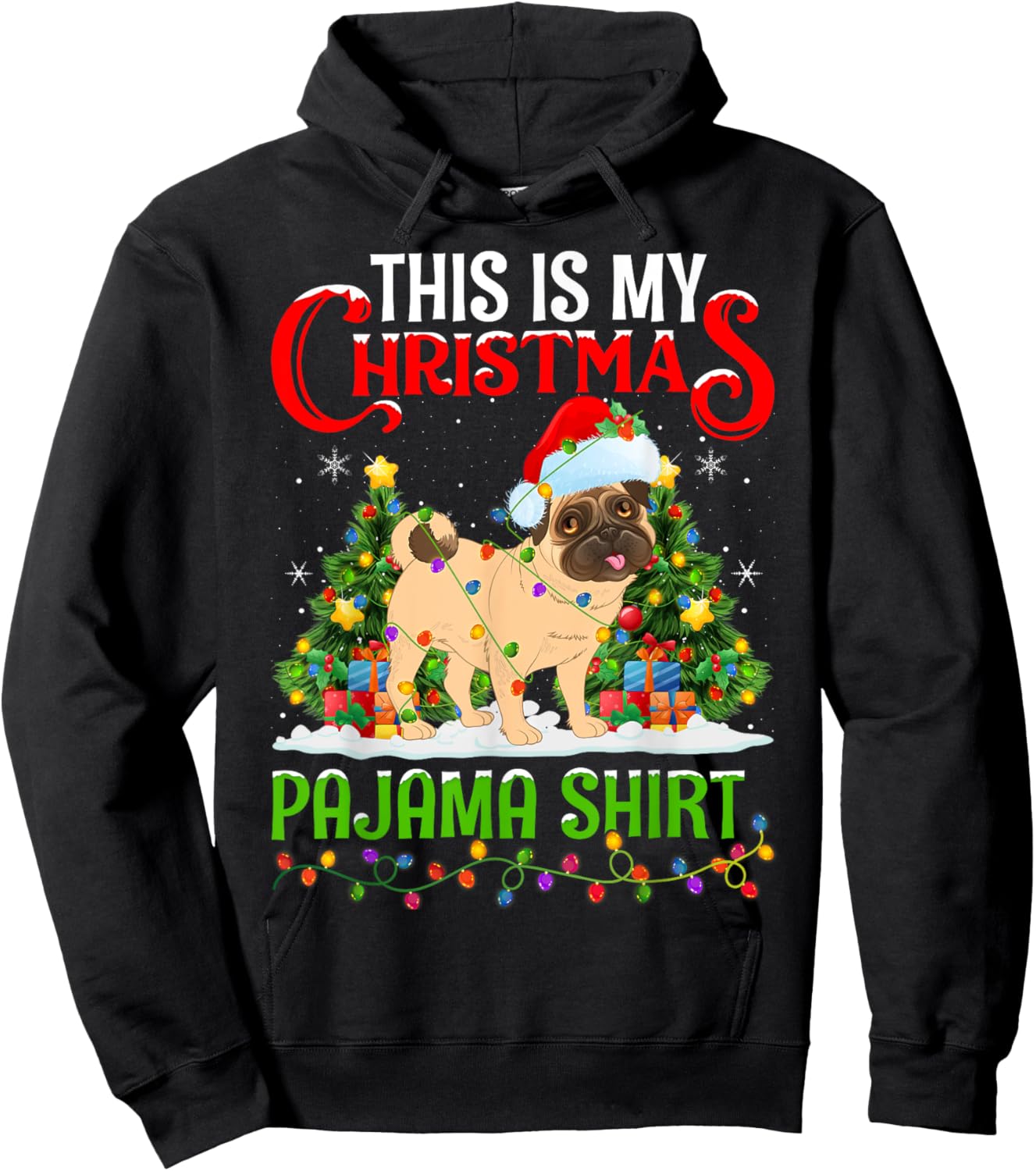English Mastiff Dog Xmas Lights This Is My Christmas Pajama Women Kids Hoodie - Hoodie | Black