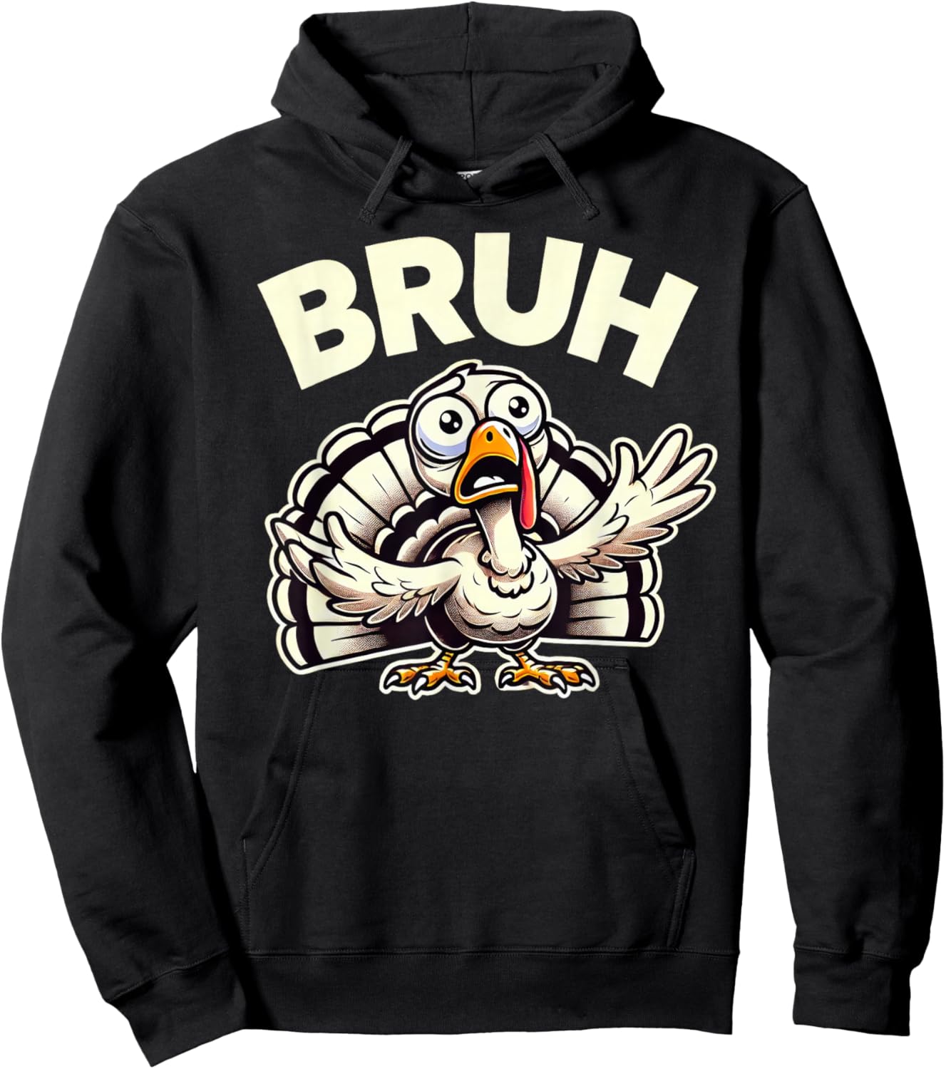 Funny Thanksgiving Turkey Kids Boys Girls Bruh Hoodie - Hoodie | Black