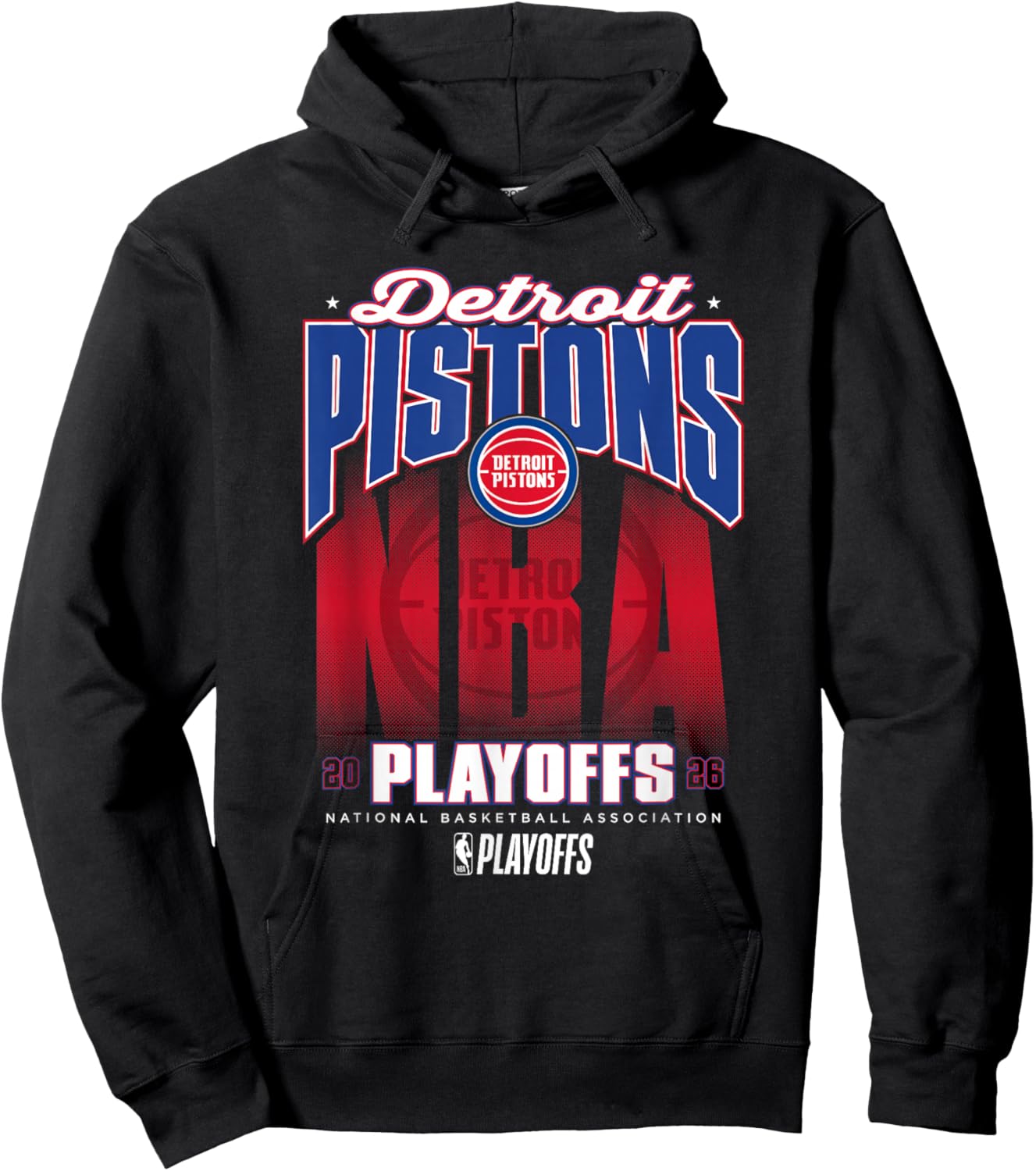 NBA Official 2026 Playoffs Detroit Pistons Fade Hoodie - Hoodie | Black