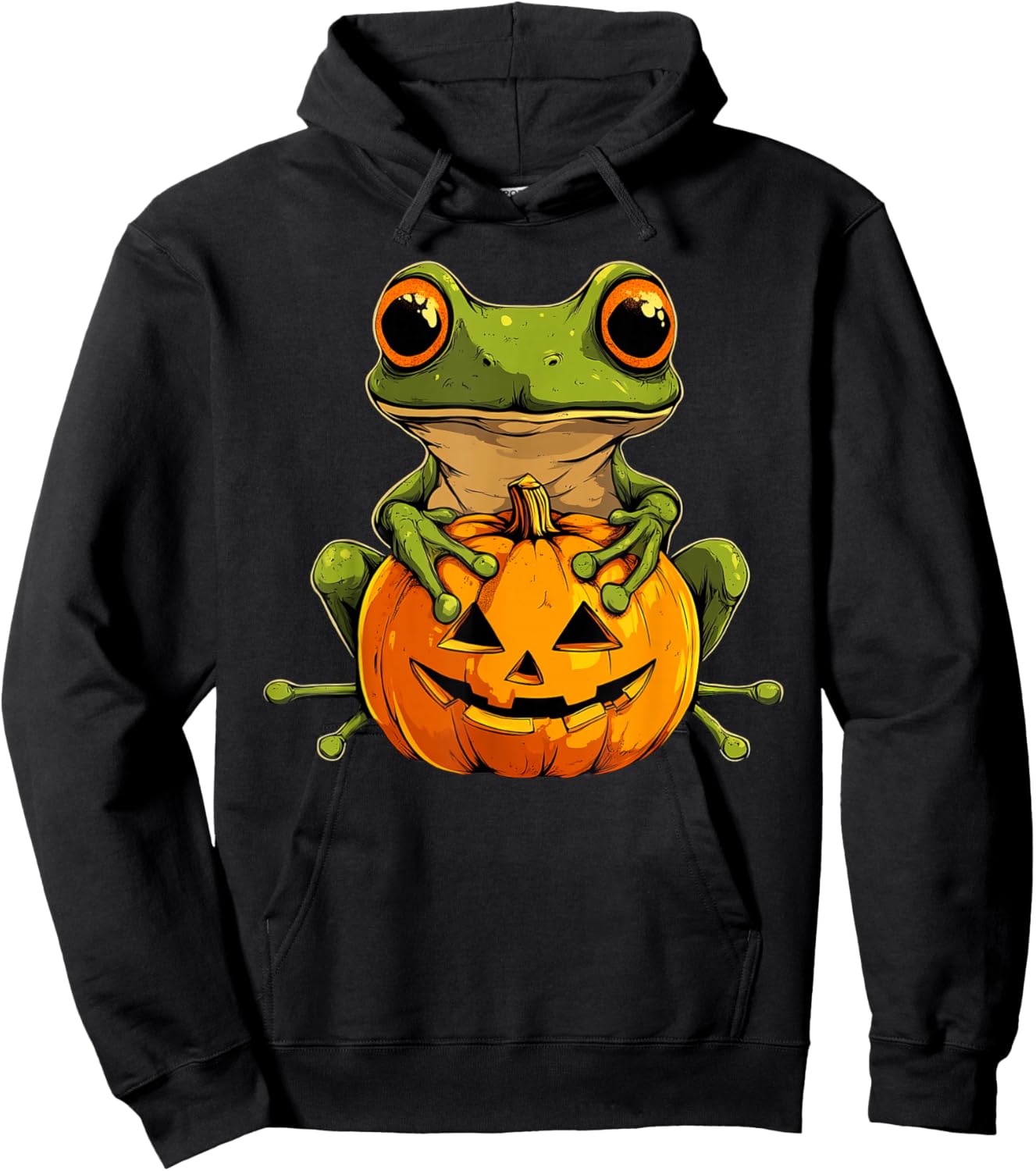Cute Frog Jack O Lantern Pumpkin Halloween Hoodie - Hoodie | Black