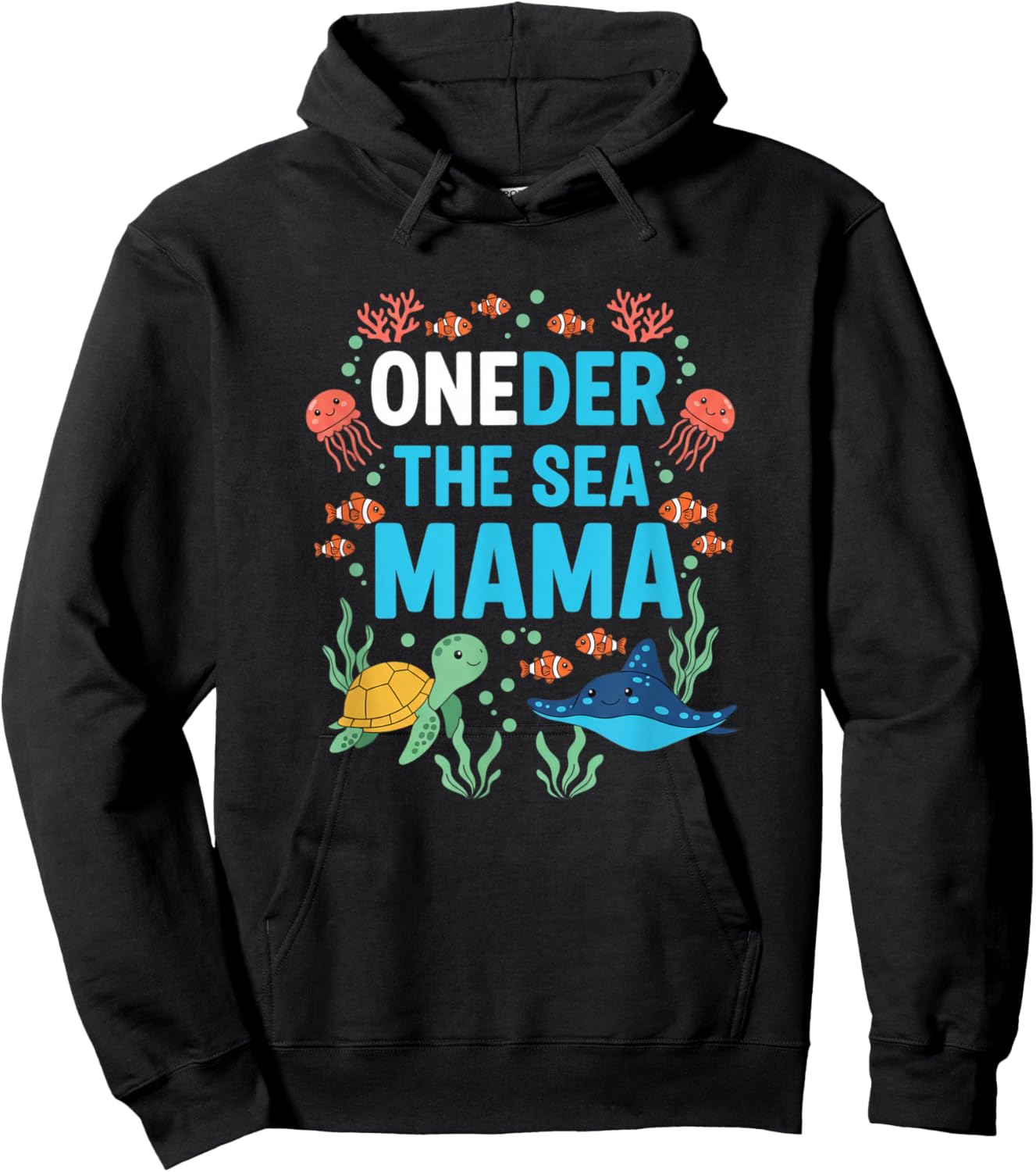 OneDer The Sea Mama Mom First Birthday Mama Hoodie - Hoodie | Black
