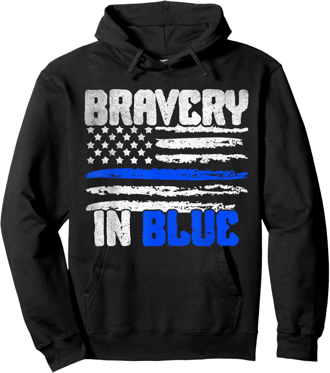 Police Honor The Line Respect Blue Flag Policeman Men Hoodie - Hoodie | Black