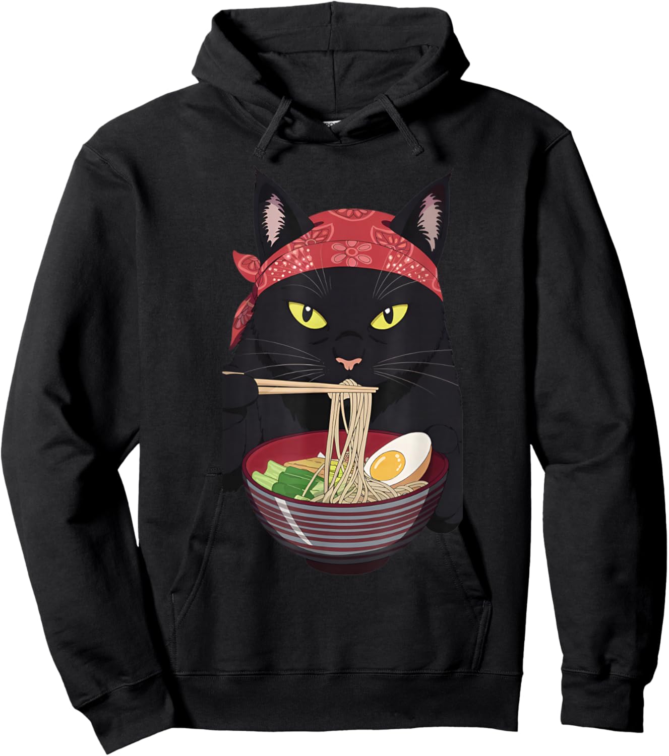 ramen cat Japanese Kawaii Cat Anime Hoodie - Hoodie | Black