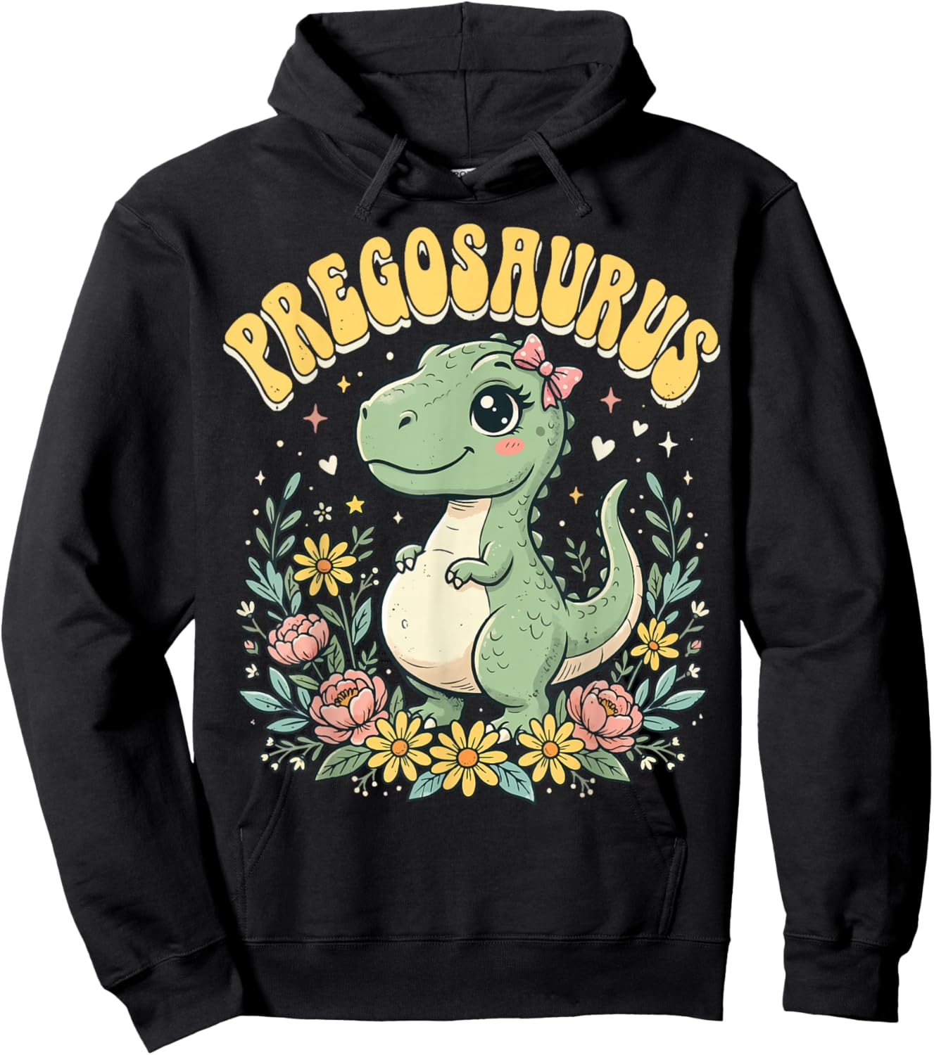 Pregosaurus Enceinte Maman Dinosaure Hoodie - Hoodie | Black