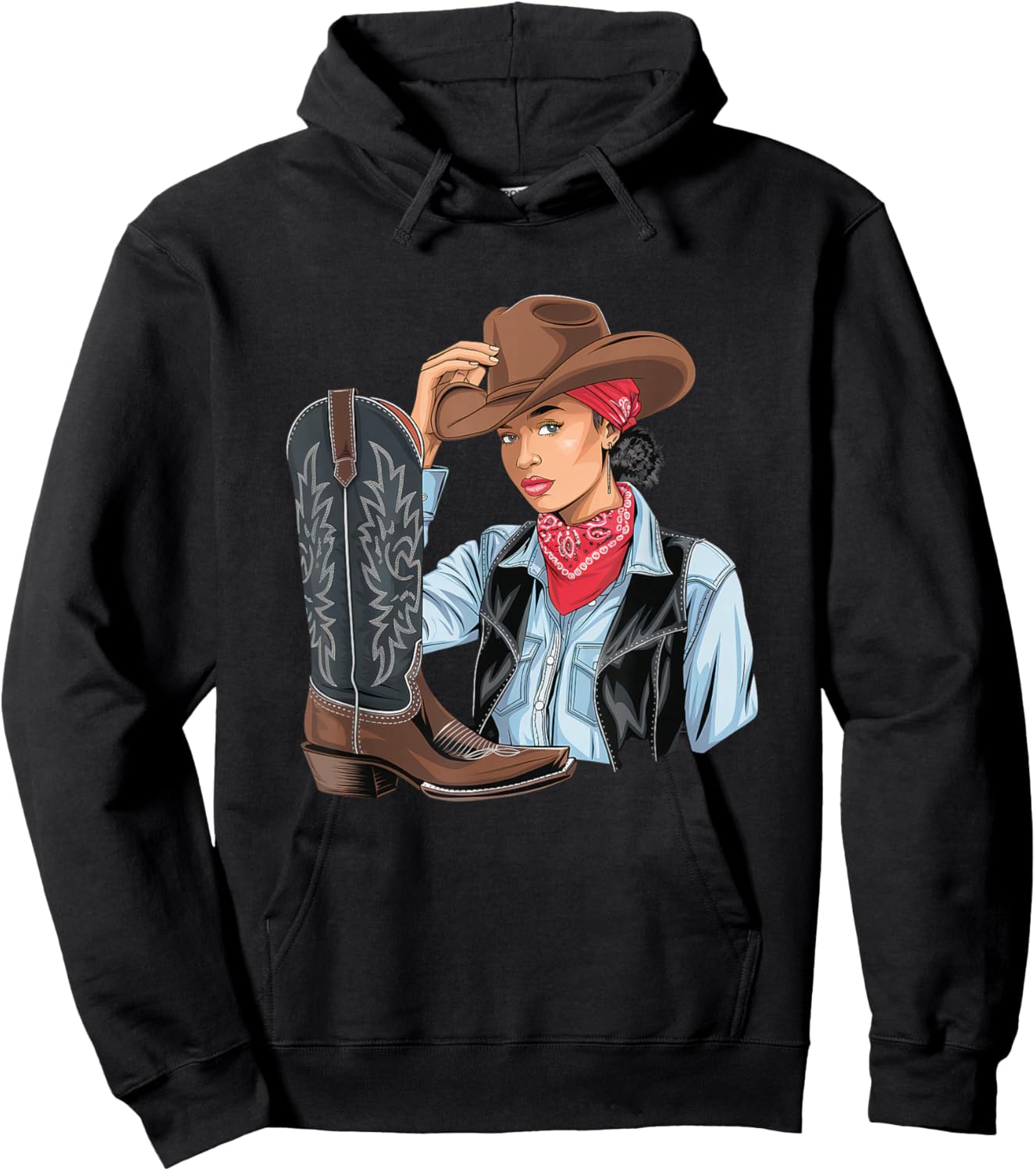 Cow-Girl Noire Afro-américaine Western Country Texas Rodeo Hoodie - Hoodie | Black
