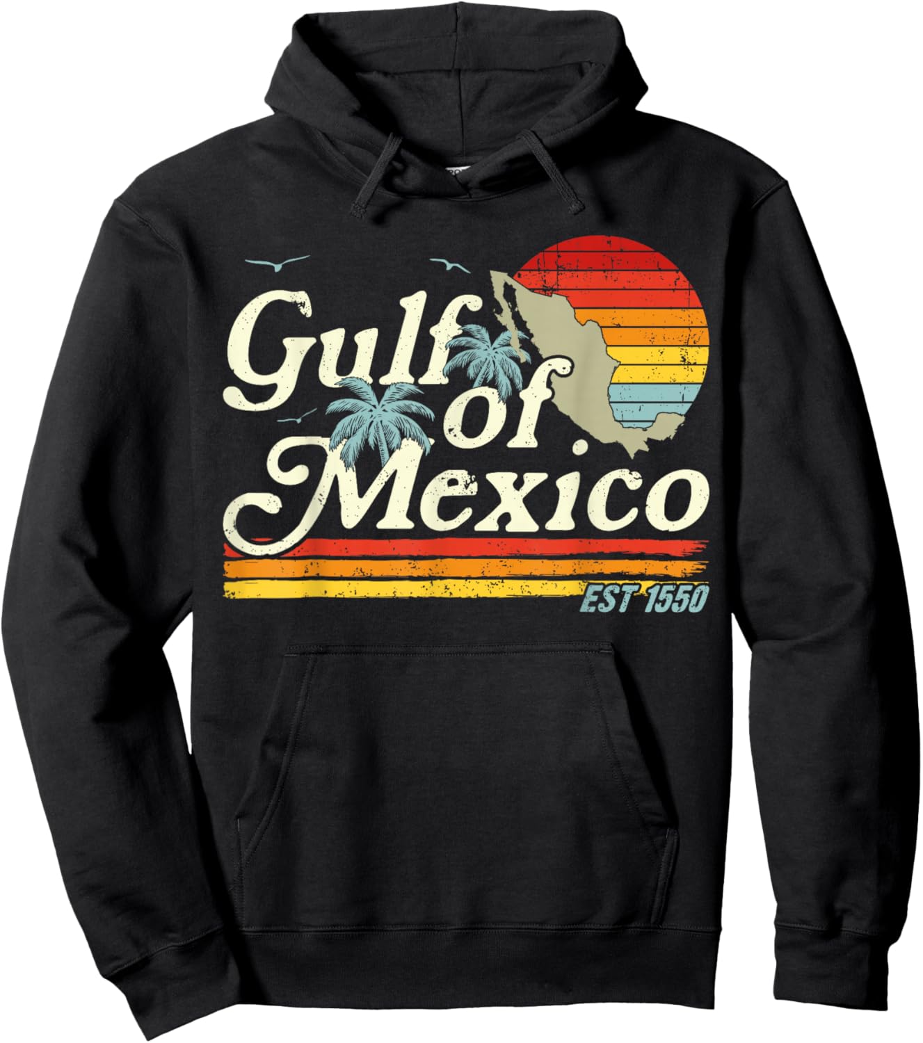 Golfo de México Retro Gulf of Mexico Est 1550 Hoodie - Hoodie | Black