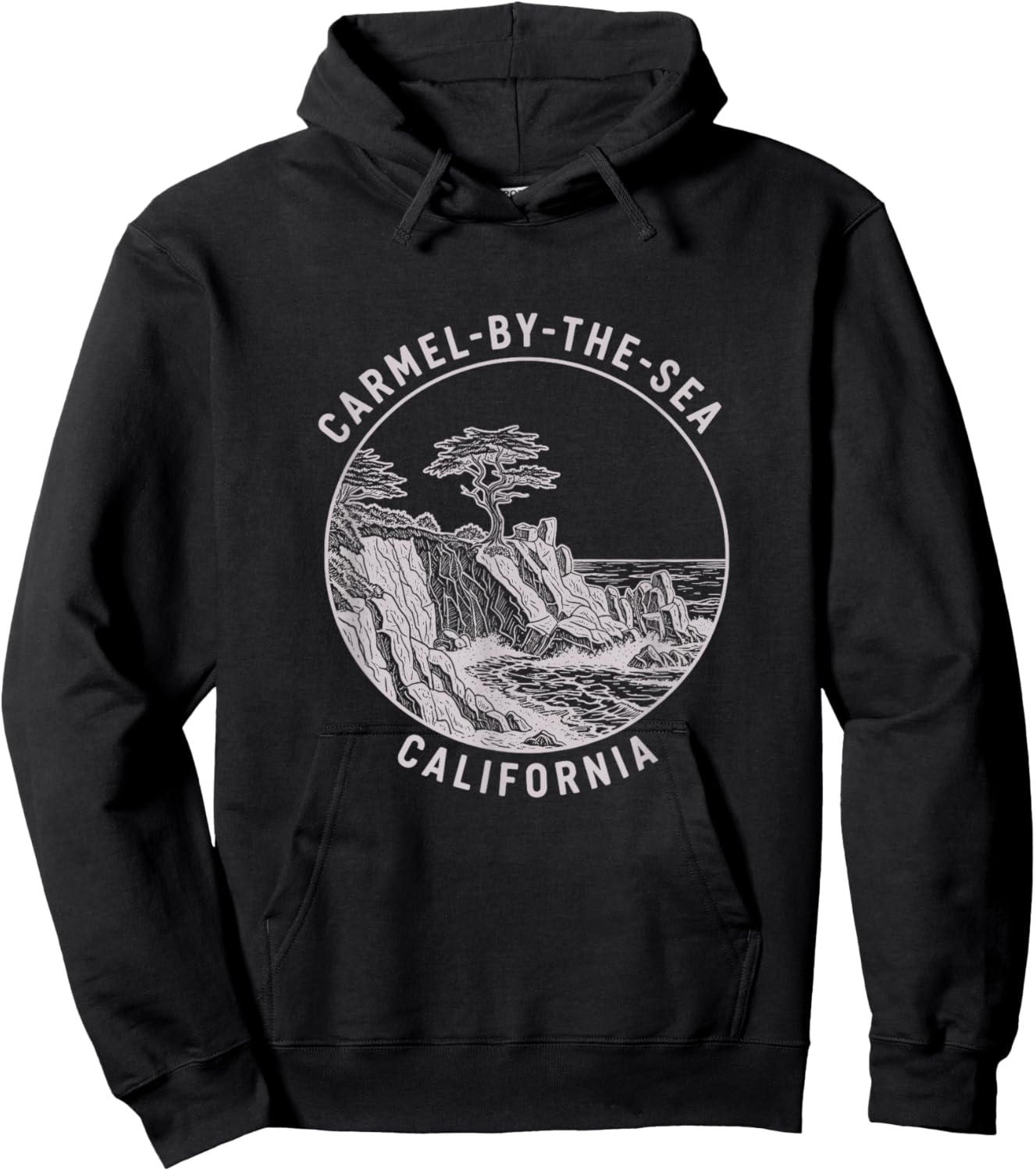 Vintage Carmel-by-The-Sea California Sketch Art Design Hoodie - Hoodie | Black