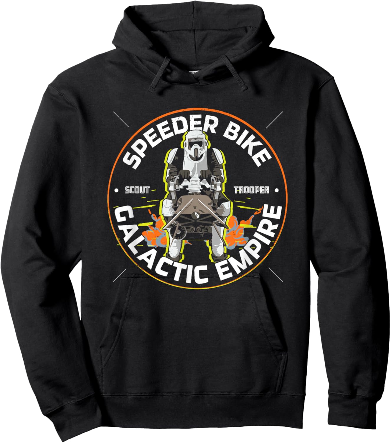 Star Wars Scout Trooper Speed Bike Galactic Empire Big Logo Hoodie - Hoodie | Black