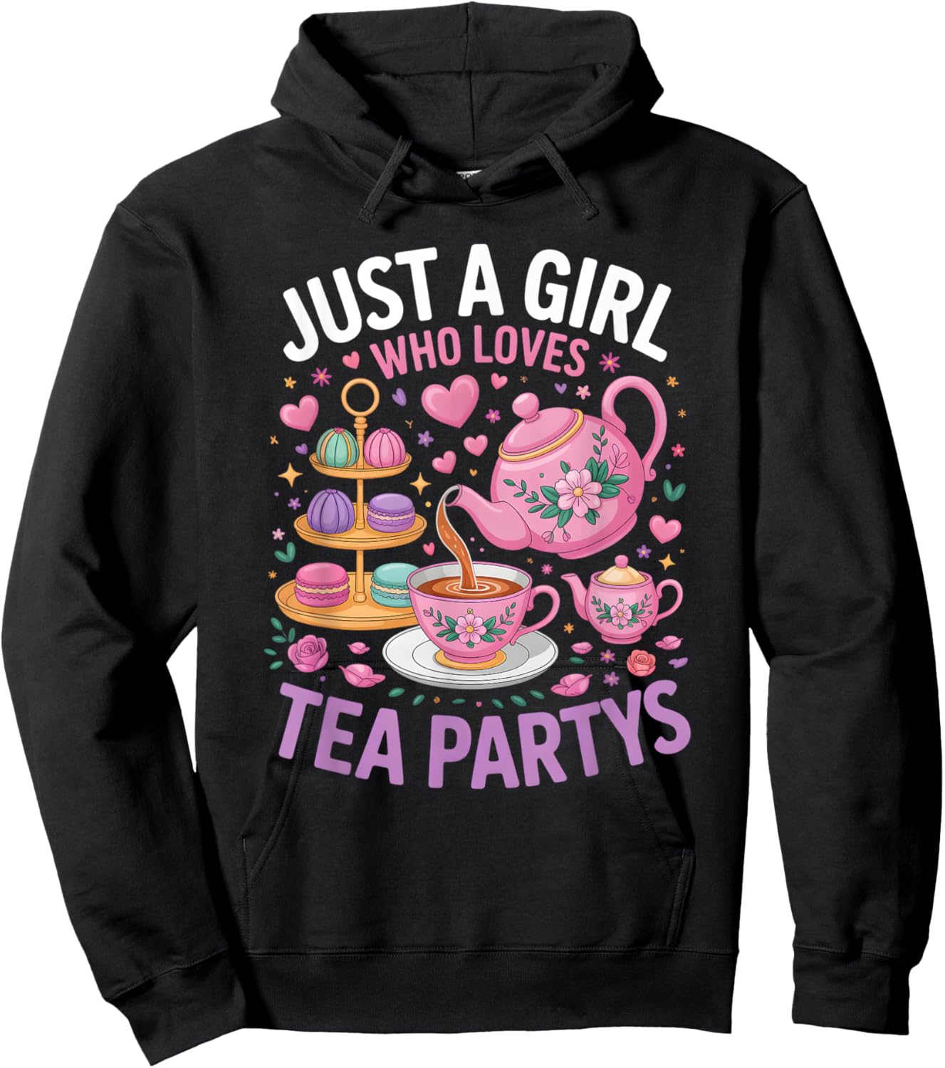 Girls Tea Party Hoodie - Hoodie | Black