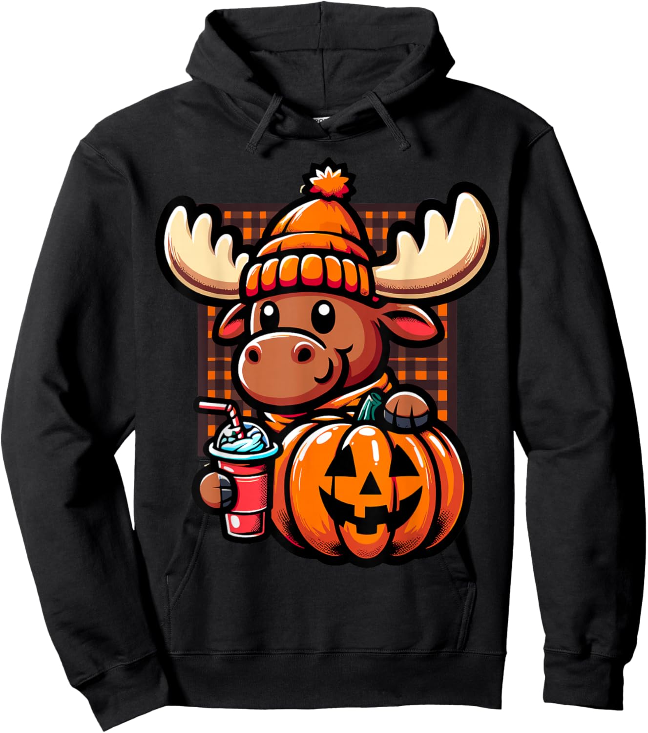 Halloween Moose Pumpkin Hoodie - Hoodie | Black
