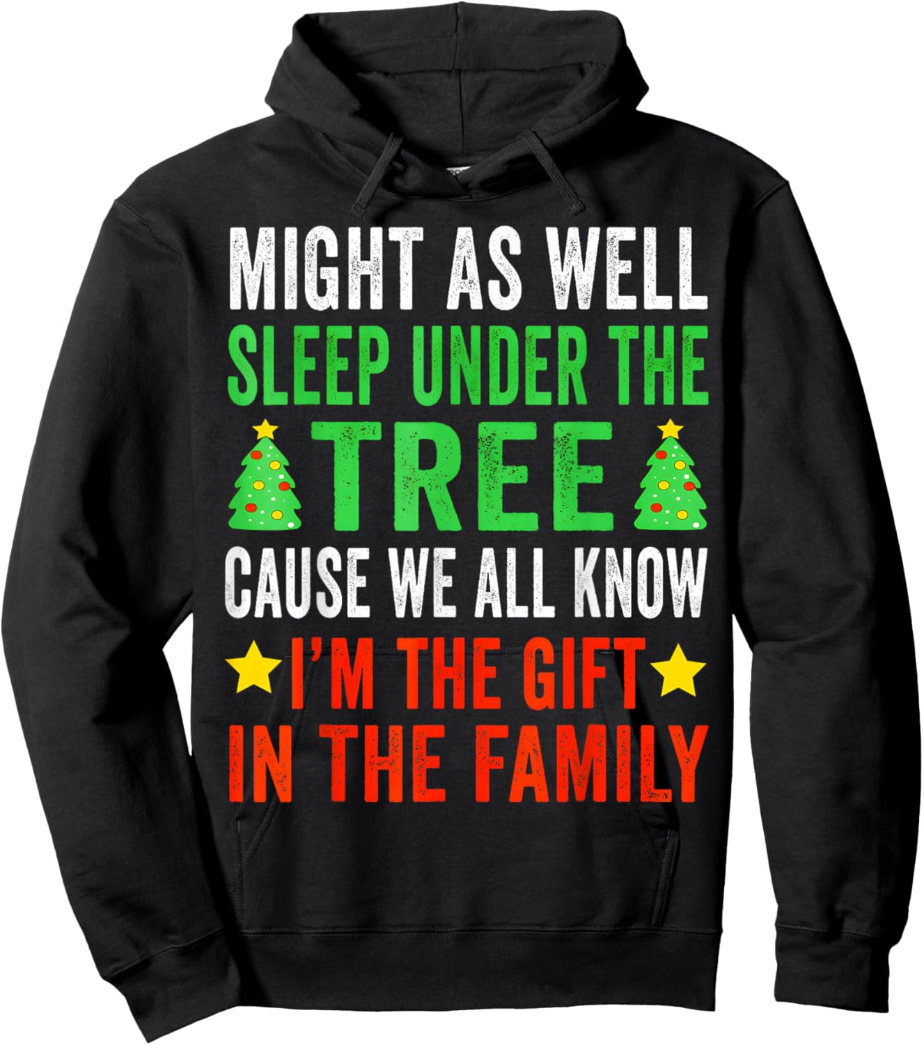 Might As Well Sleep Under The Tree Shirt Christmas Pajamas Hoodie - Hoodie | Black