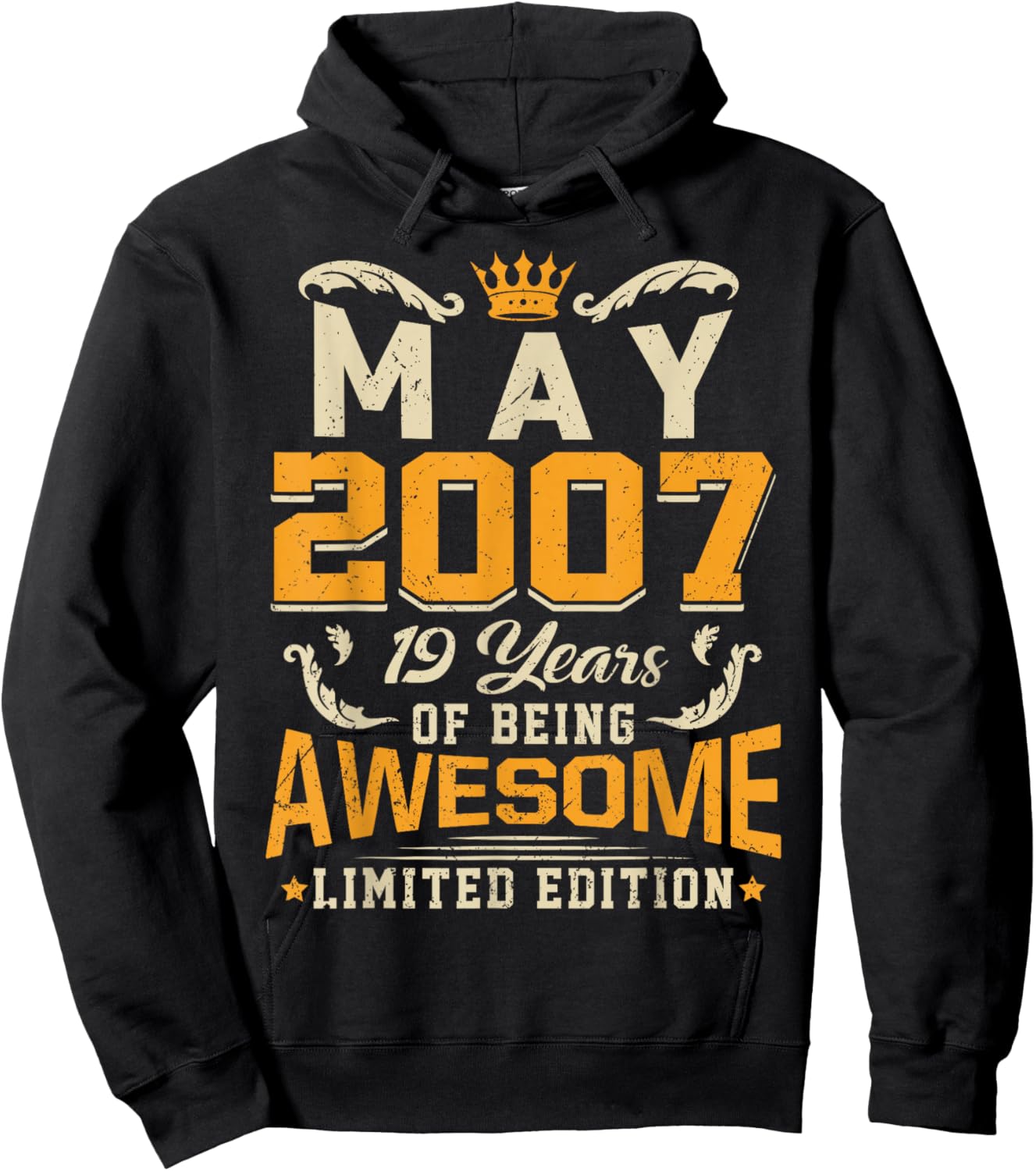 May 2007 Vintage 19 Years Awesome 19th Birthday Hoodie - Hoodie | Black