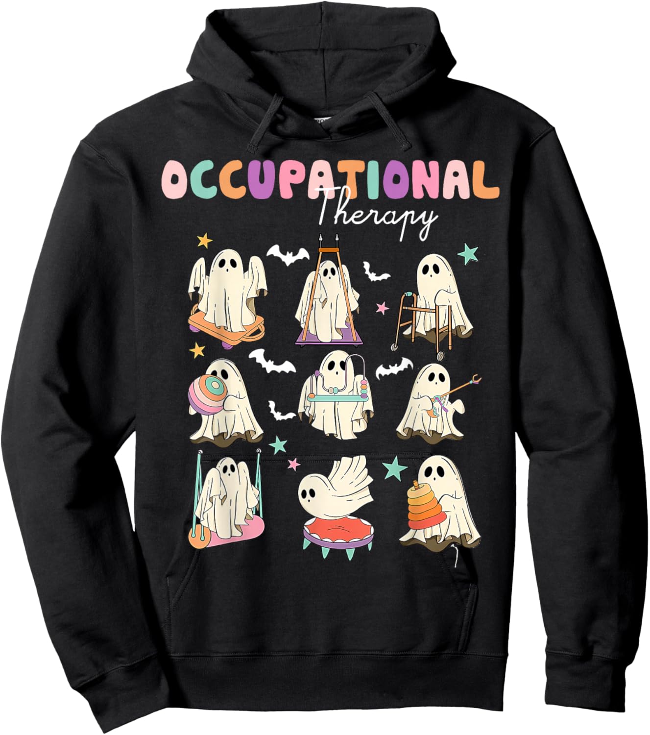 OT Occupational Therapy Halloween Retro Ghost OT Halloween Hoodie - Hoodie | Black
