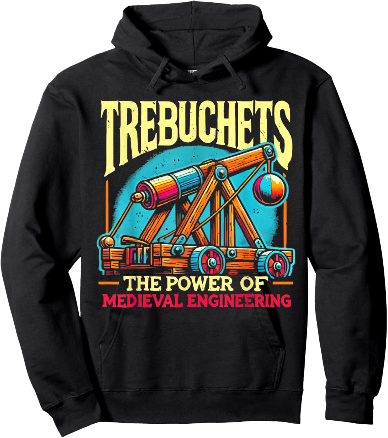 Trebuchet Design Medieval Catapult Stone Rock Slinger Hoodie - Hoodie | Black