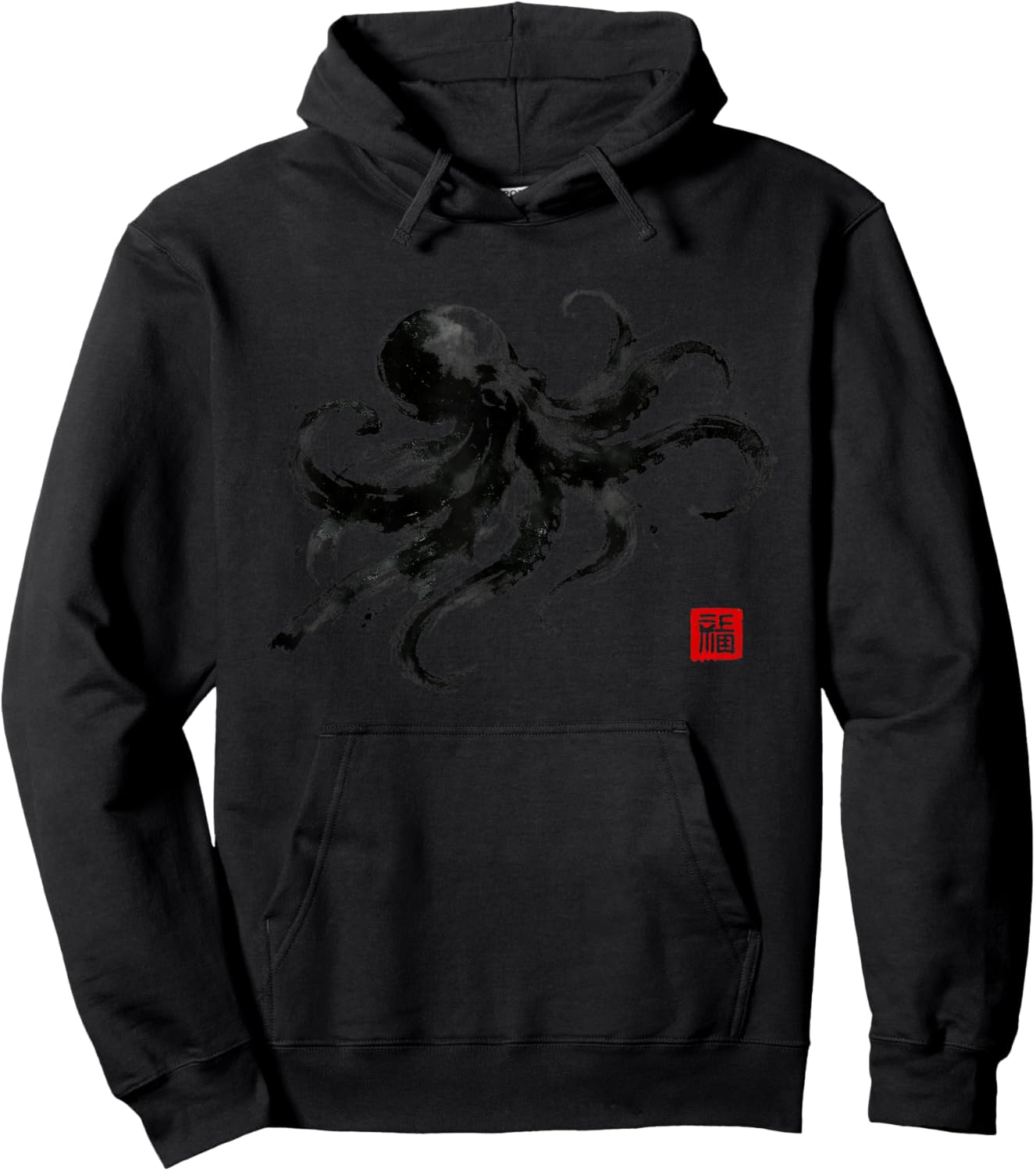 Japanese Octopus Sumi-e Ink Art Graphic Kraken Hoodie - Hoodie | Black