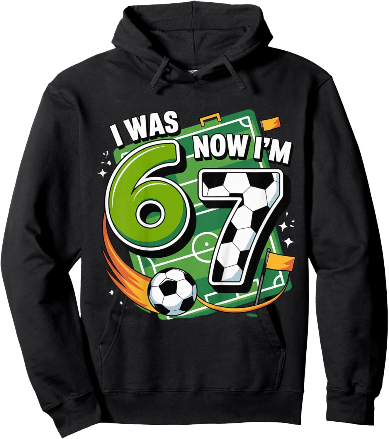 I was 6 Now Im 7 Soccer Football 7th Birthday Boy Kids Hoodie - Hoodie | Black