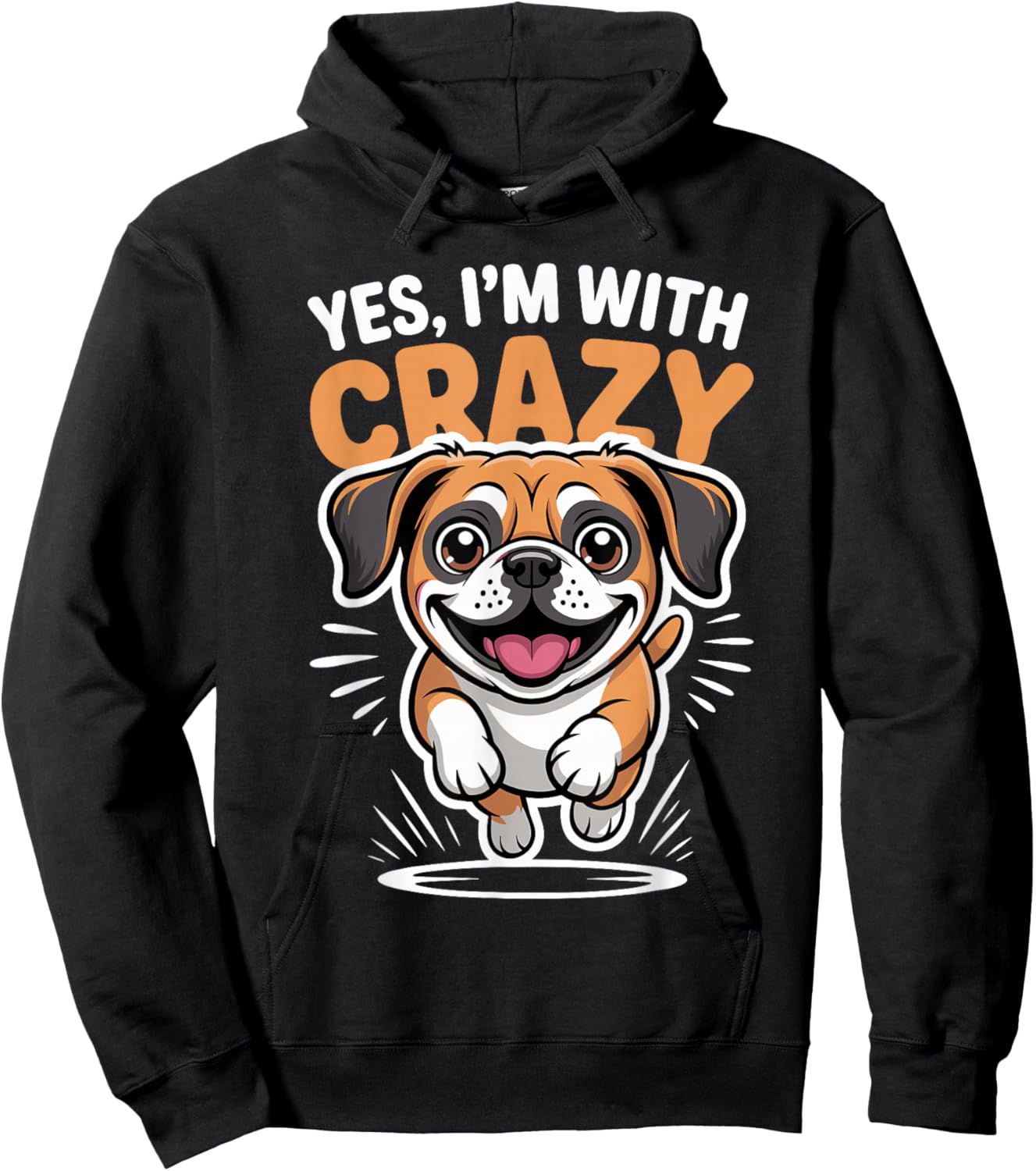Yes I'm with Crazy Designer Dog Mix Breed Pet Funny Puggle Hoodie - Hoodie | Black