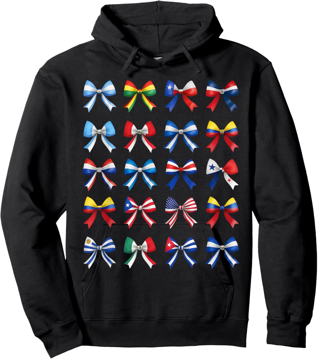 Hispanic Heritage Month Countries Flags Maestra Coquette Bow Hoodie - Hoodie | Black