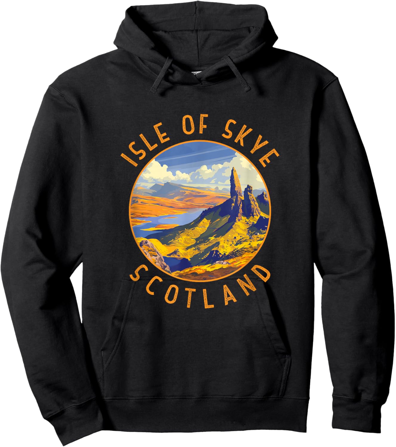 Isle of Skye Scotland Retro Distressed Circle Hoodie - Hoodie | Black