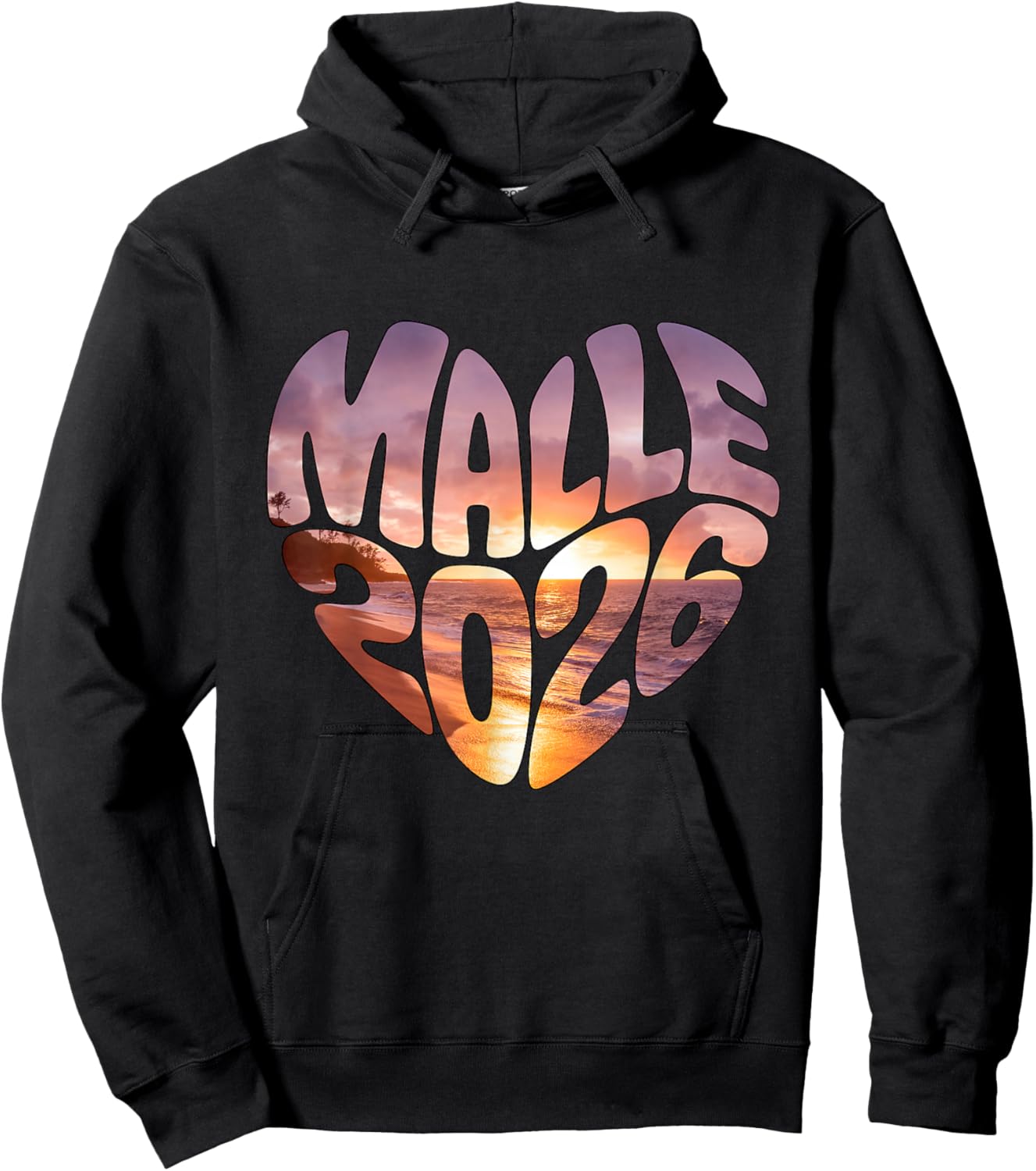 Malle 2026 Heart Shape Mallorca Heart Shape Party Holiday Fun Hoodie - Hoodie | Black