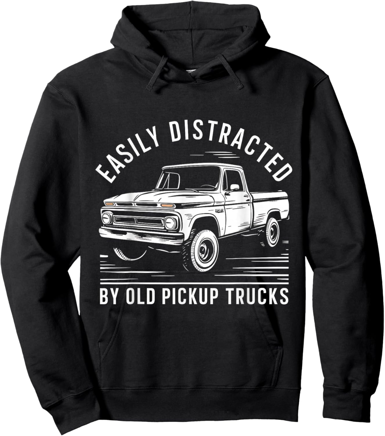Easily distracted By Old Pickup Trucks Hoodie - Hoodie | Black