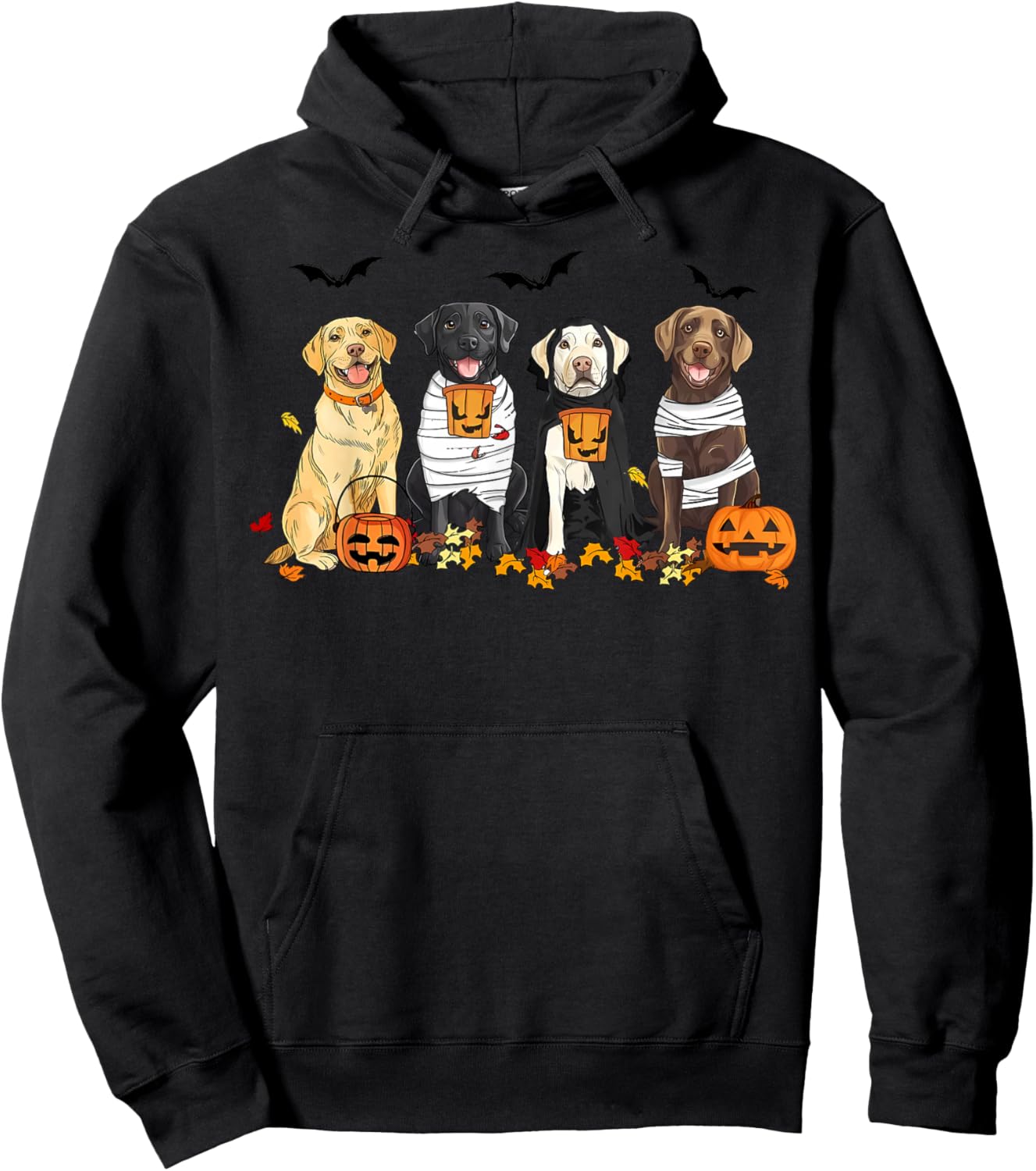 Labrador Retriever Dogs Ghost Witch Mummy Halloween Pumpkins Hoodie - Hoodie | Black