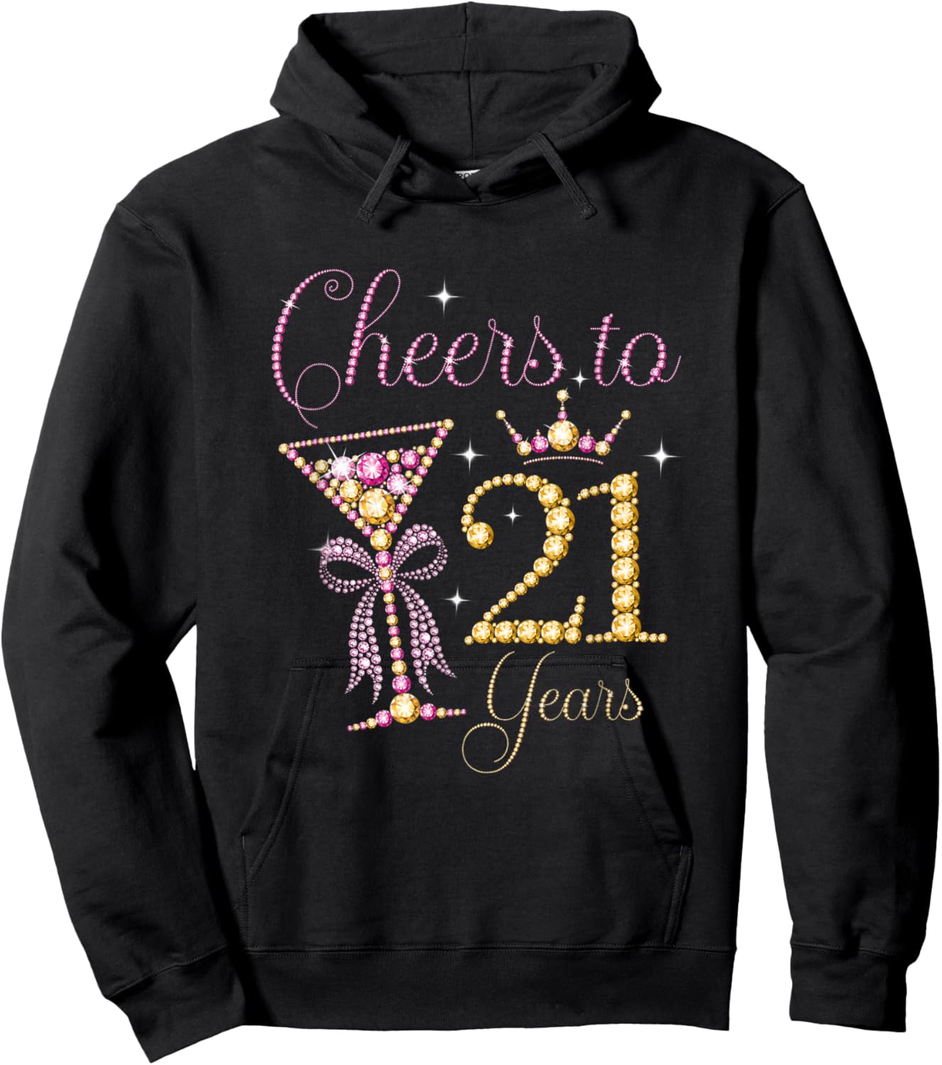 Cheers to 21 Years Coquette Bow 21 st Birthday Girl Hoodie - Hoodie | Black