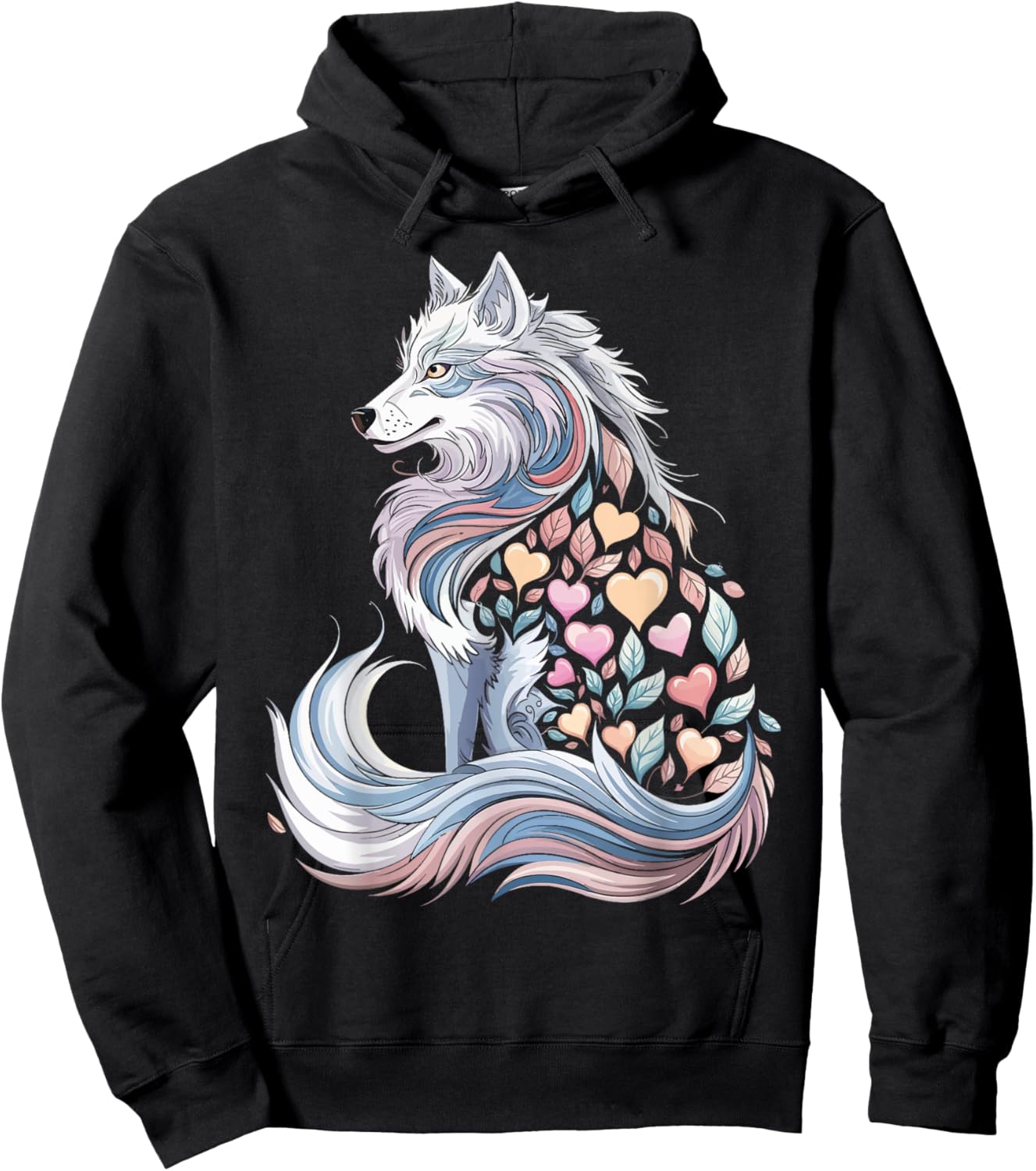 Wolf Heart Valentine's Day Animal Lover Couples Matching Hoodie - Hoodie | Black